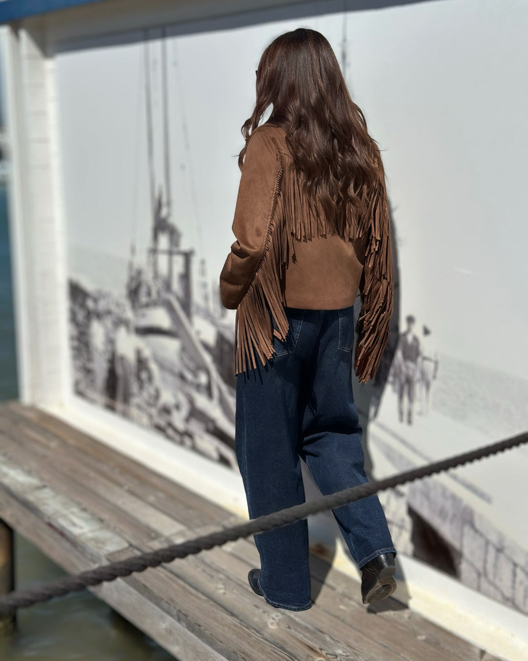 Giacca Scamosciata con Frange