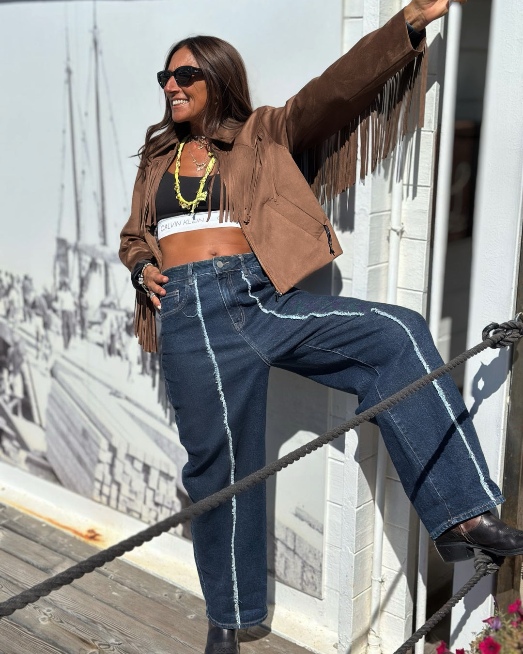 Giacca Scamosciata con Frange