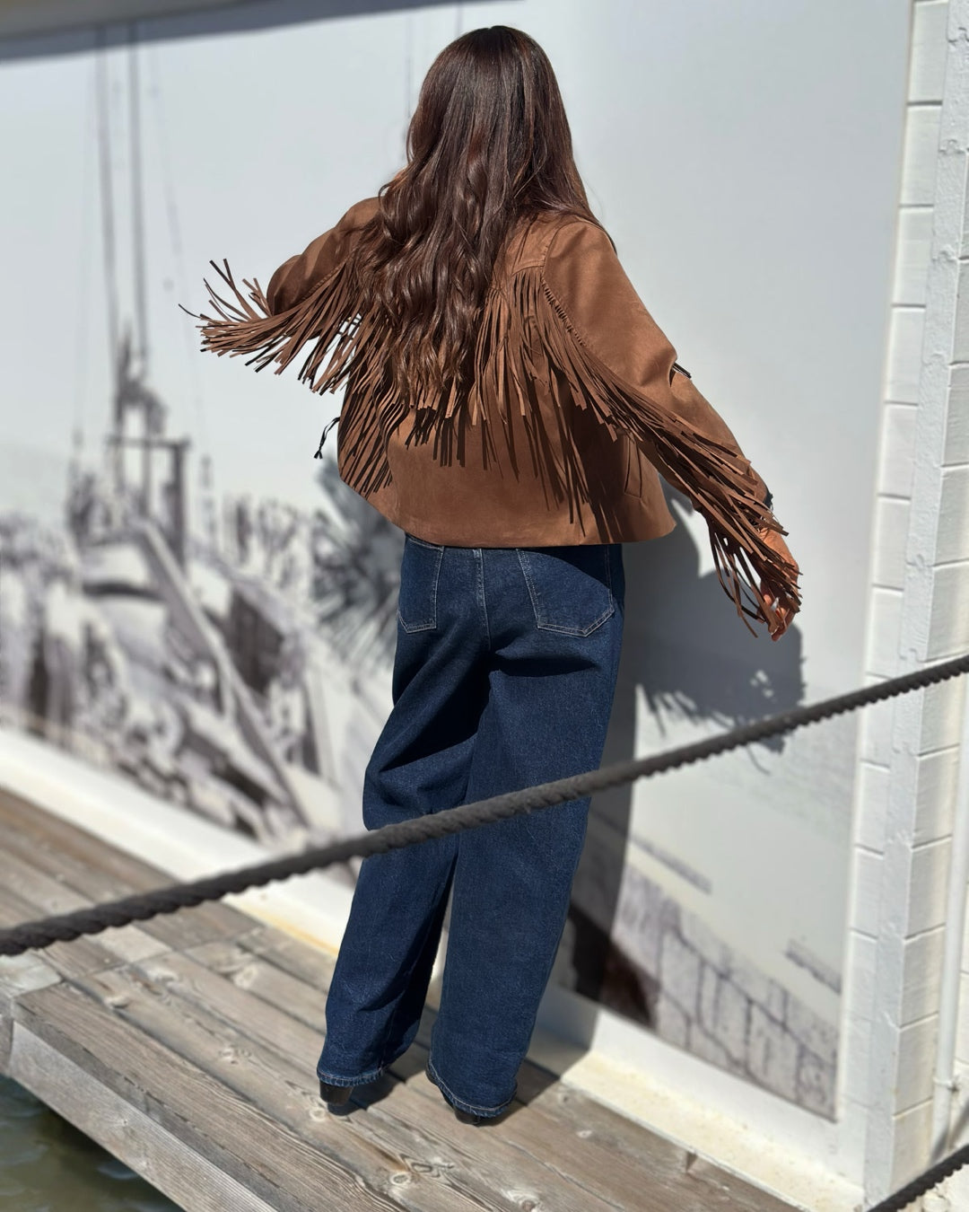 Giacca Scamosciata con Frange