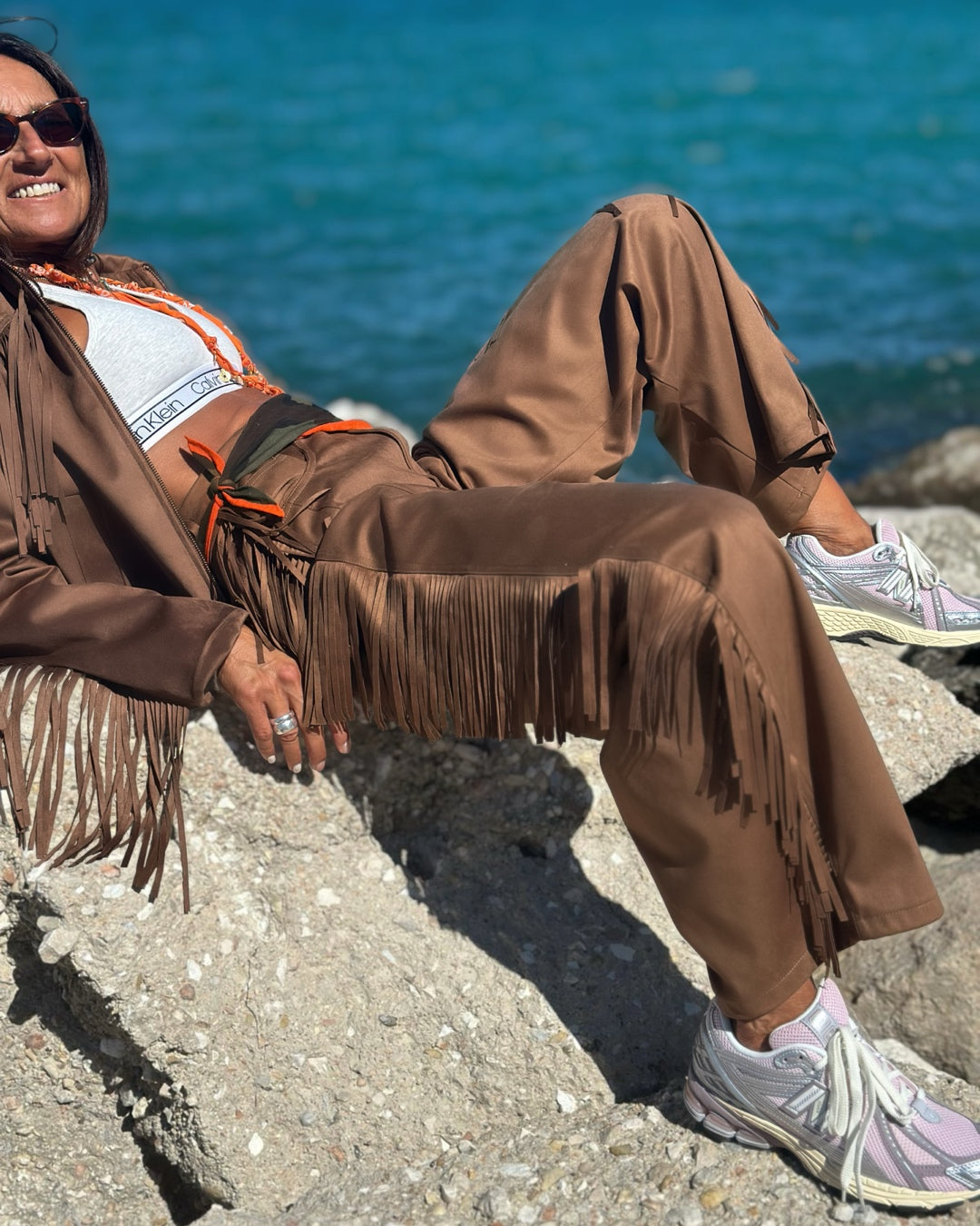 Pantalone Scamosciato con Frange