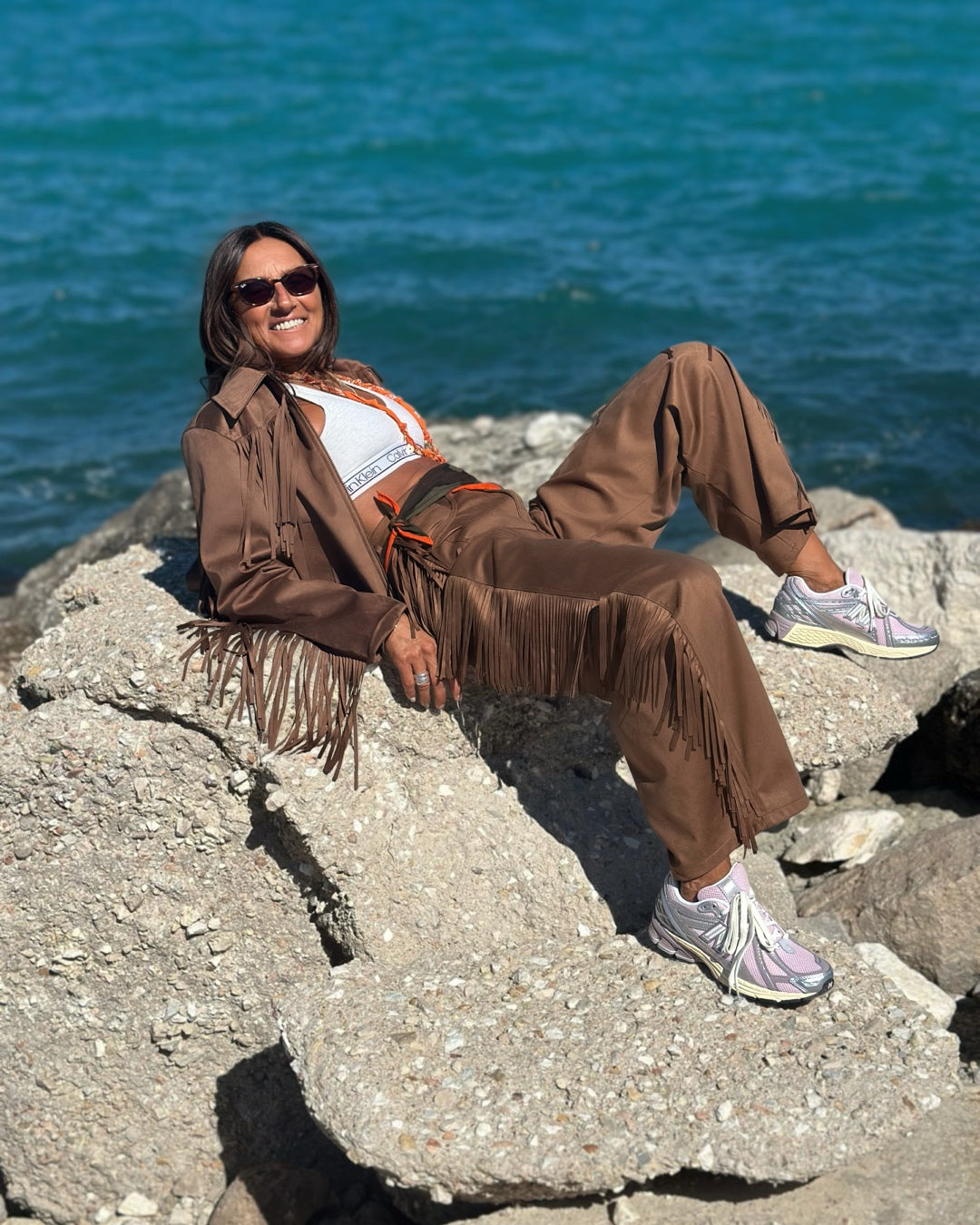 Pantalone Scamosciato con Frange