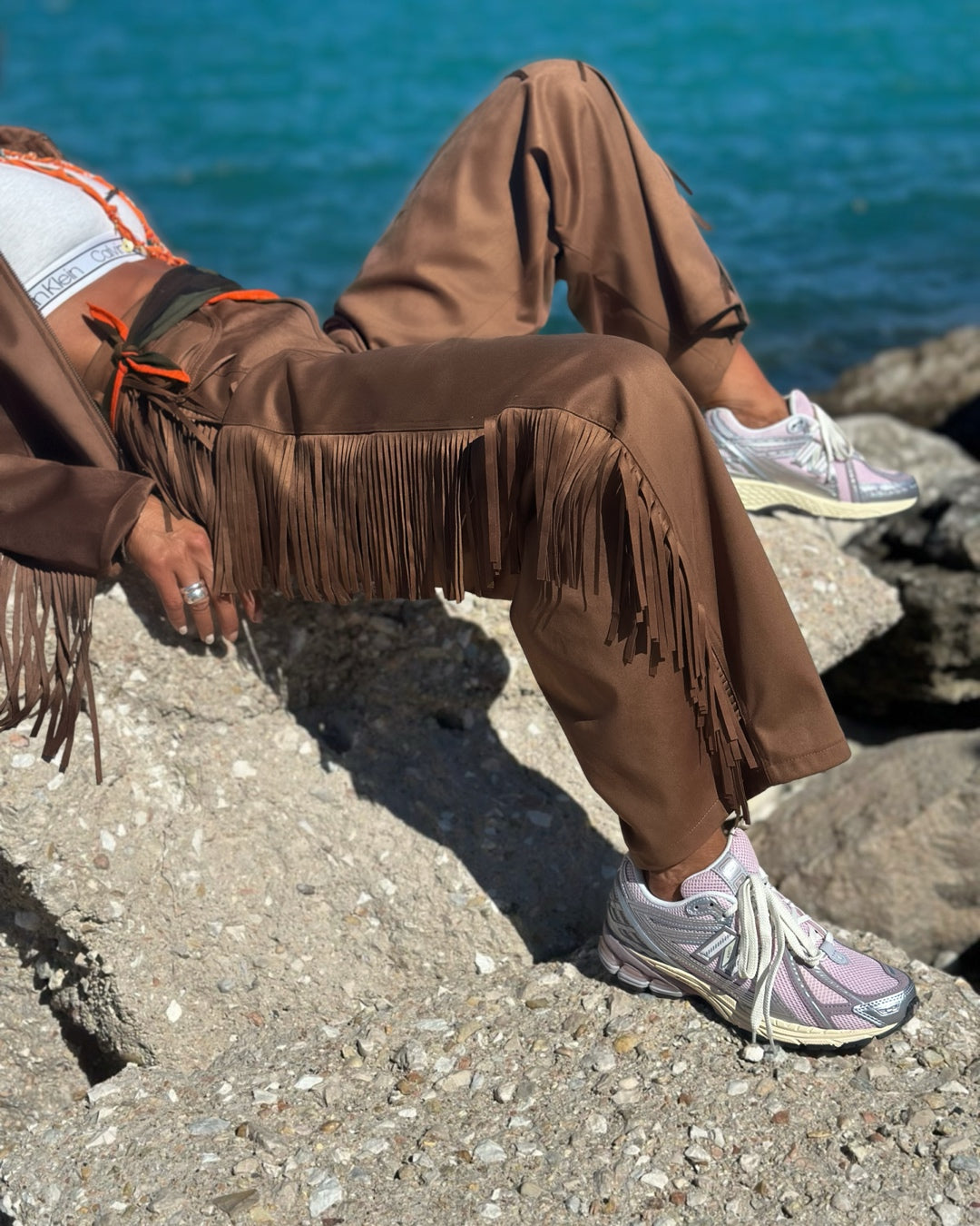 Pantalone Scamosciato con Frange