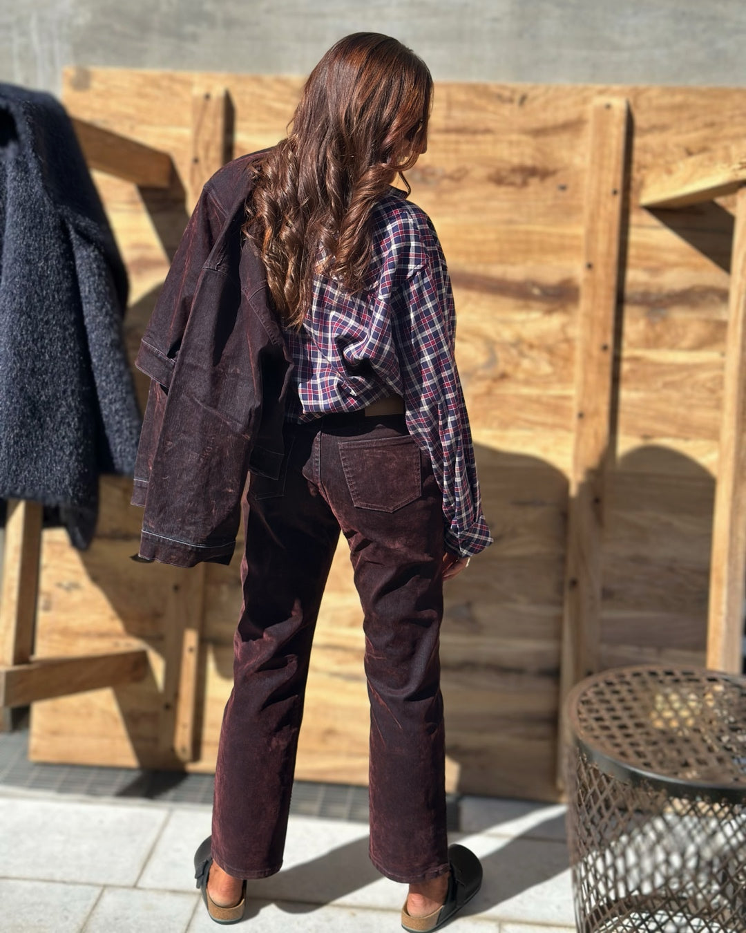 Denim in Velluto Spalmato Bordeaux