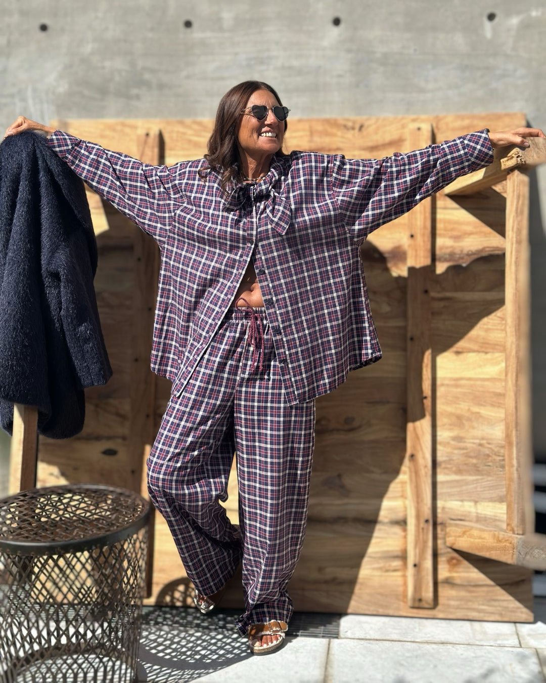 Pantalone Quadretto Blu & Bordeaux