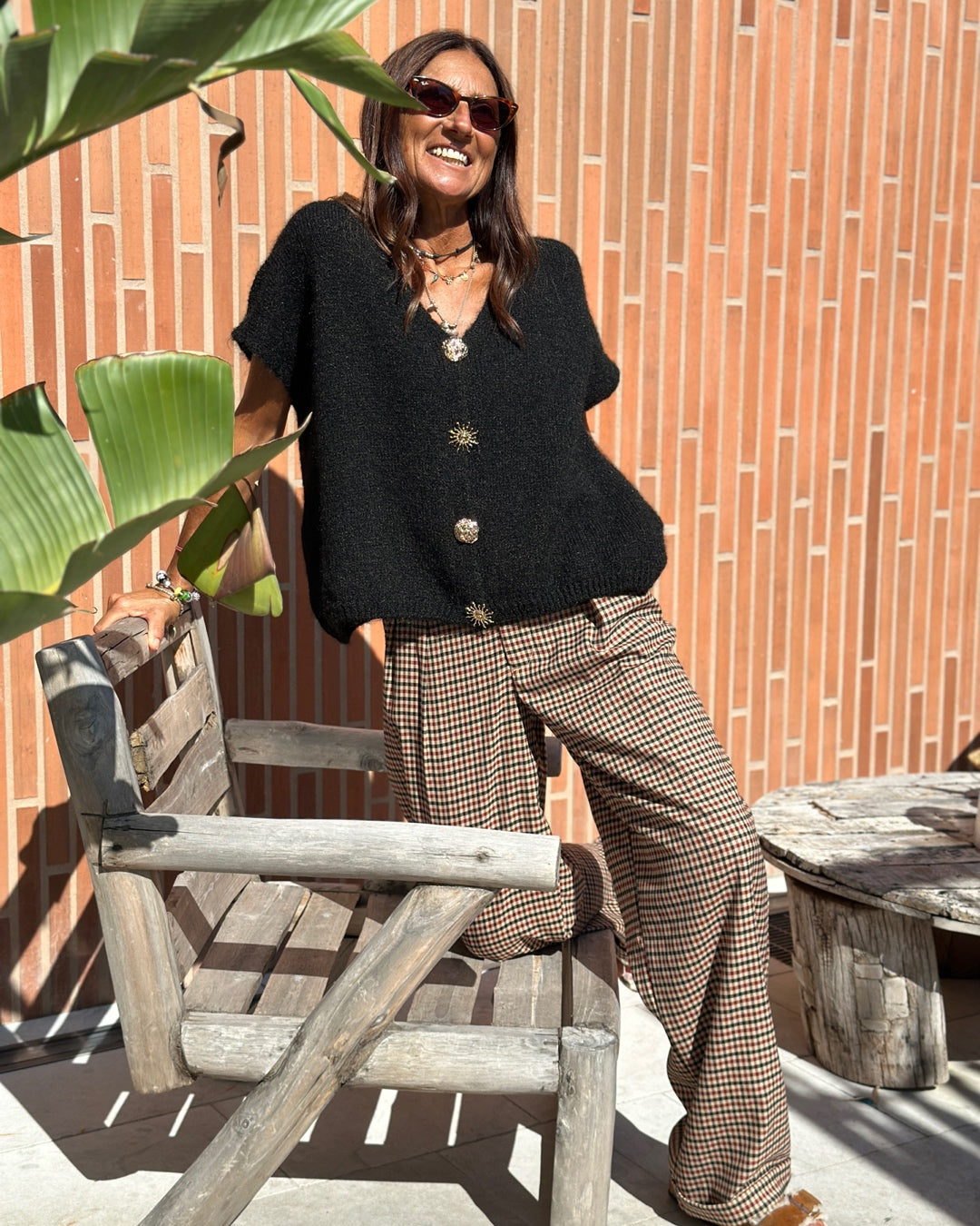 Gilet in Misto Lana e Mohair con Bottoni Sole e Luna Nero