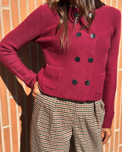 Maglia Doppiopetto con Bottoni Bordeaux