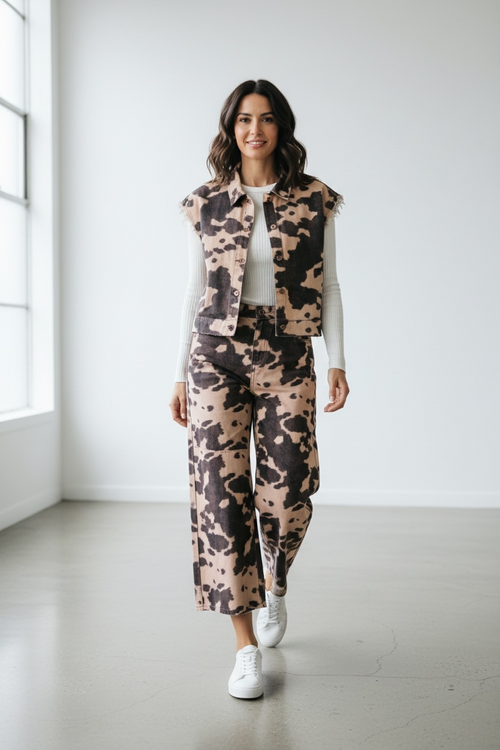 Bermuda in Denim Animalier Western
