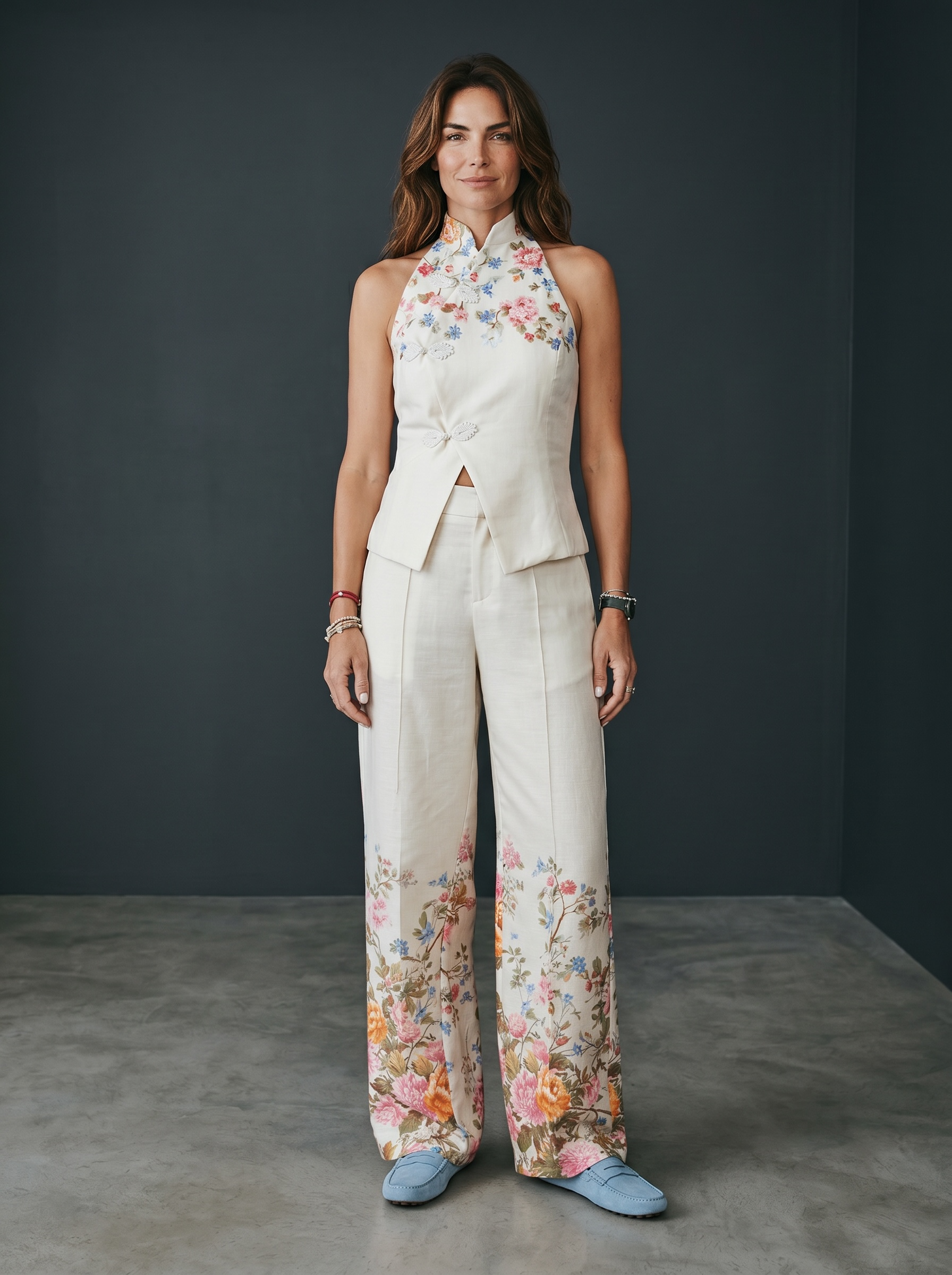 Top con Stampa Floreale - Crema