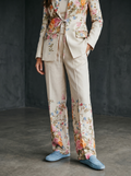 Pantalone Stampa Floreale - Crema
