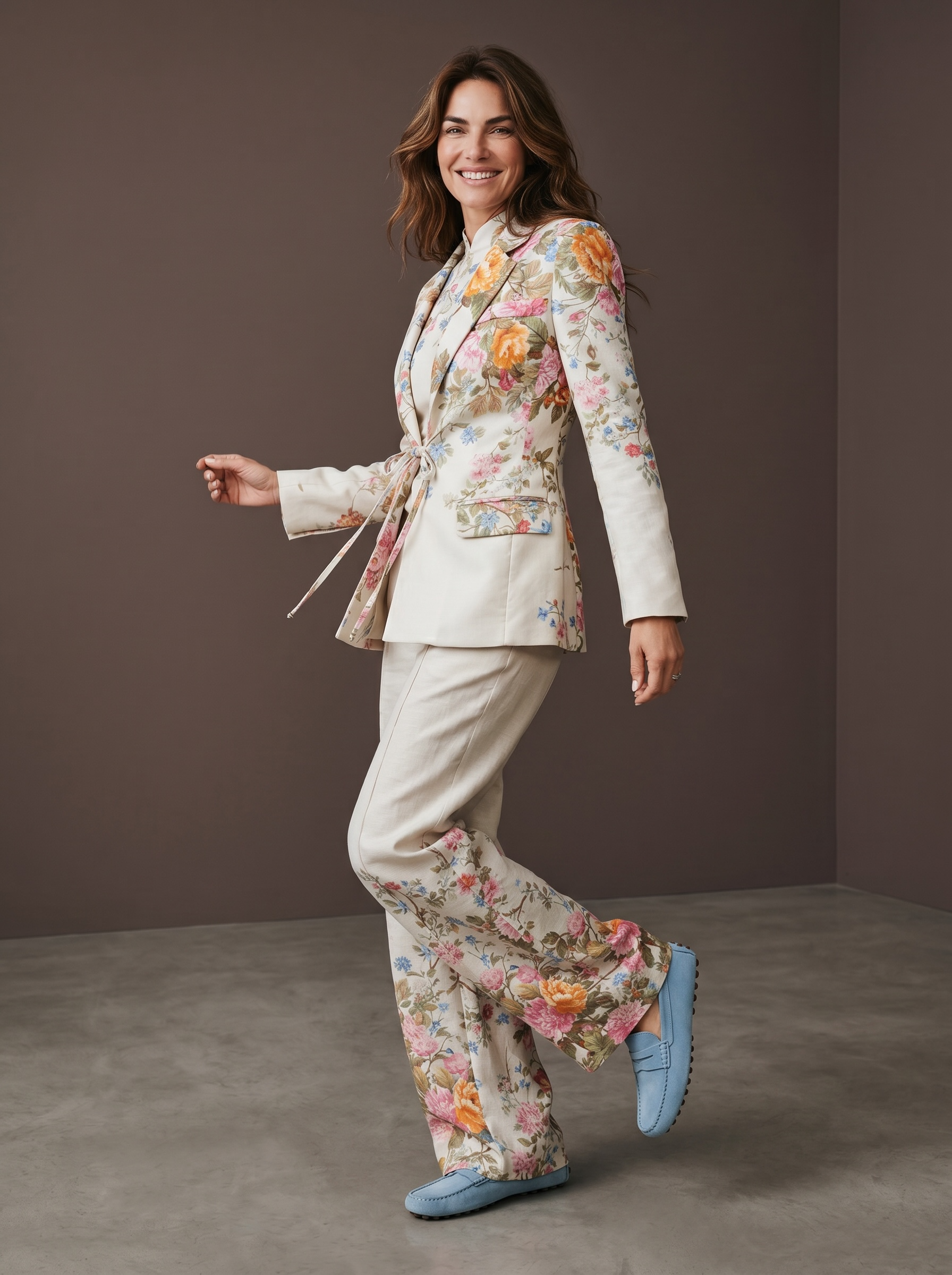 Pantalone Stampa Floreale - Crema