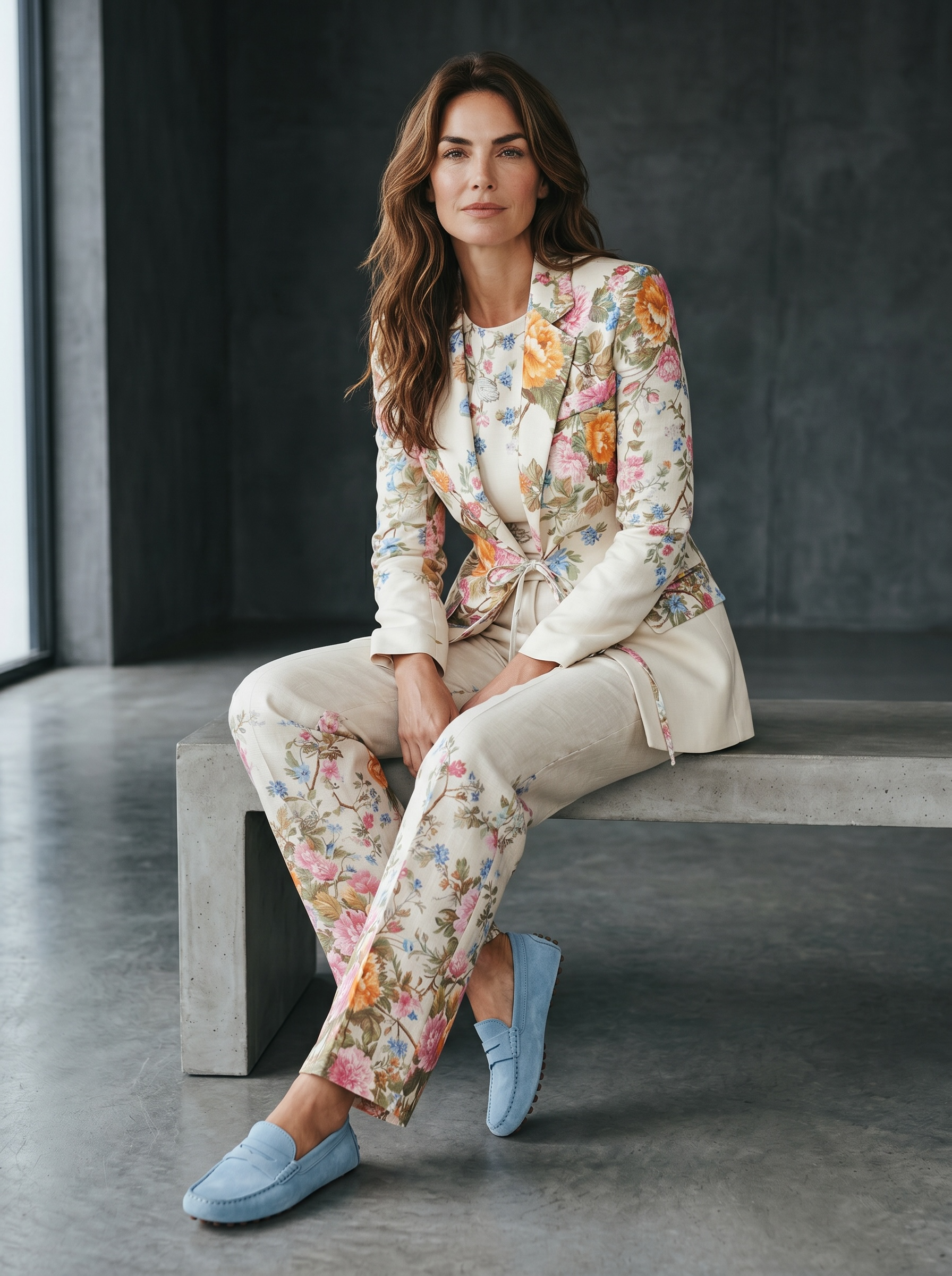 Pantalone Stampa Floreale - Crema