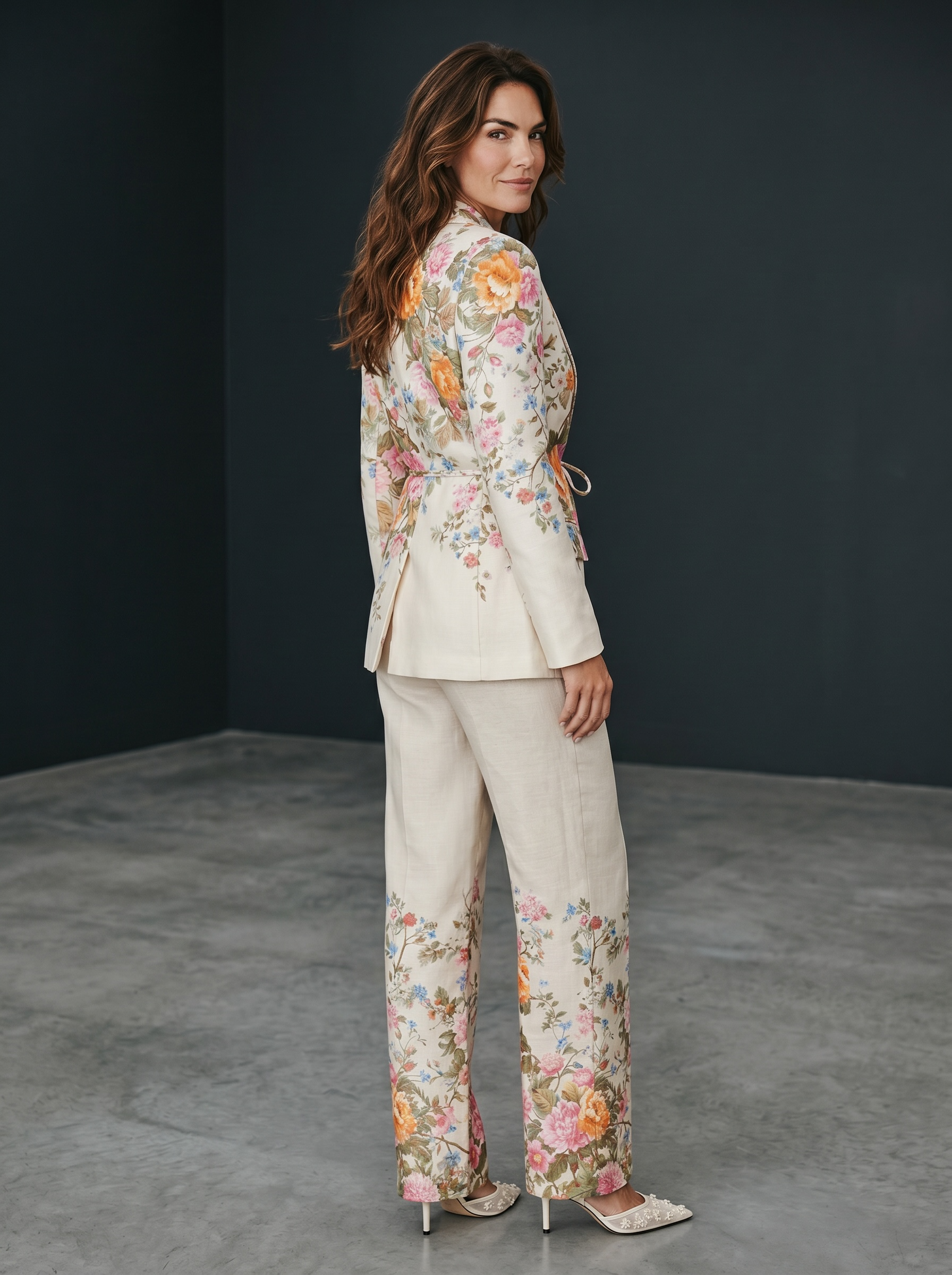 Blazer Stampa Floreale - Crema