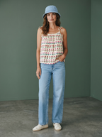 Top Gardenia con laccetti in cotone