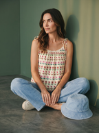 Top Gardenia con laccetti in cotone