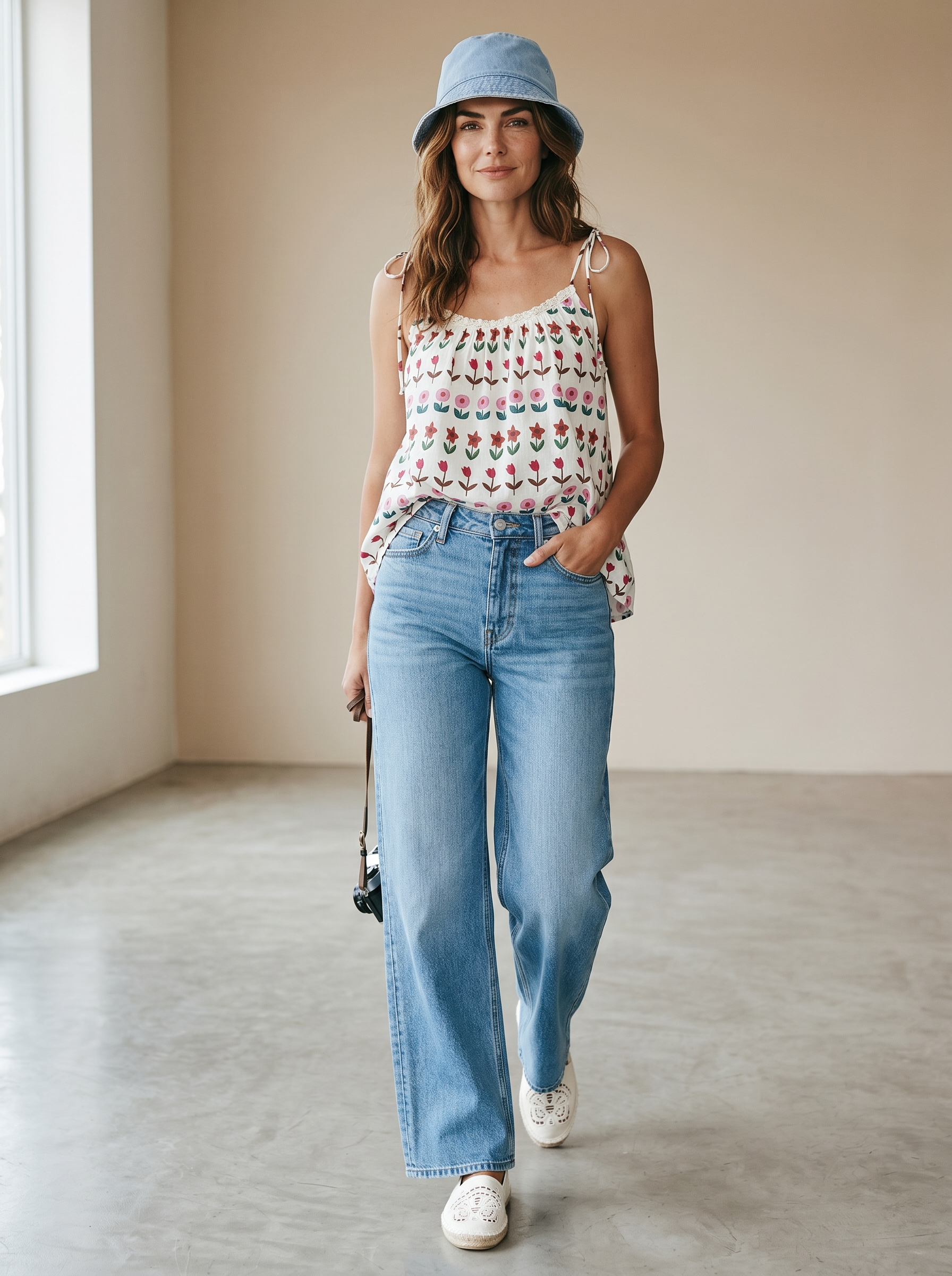 Top Gardenia con laccetti in cotone