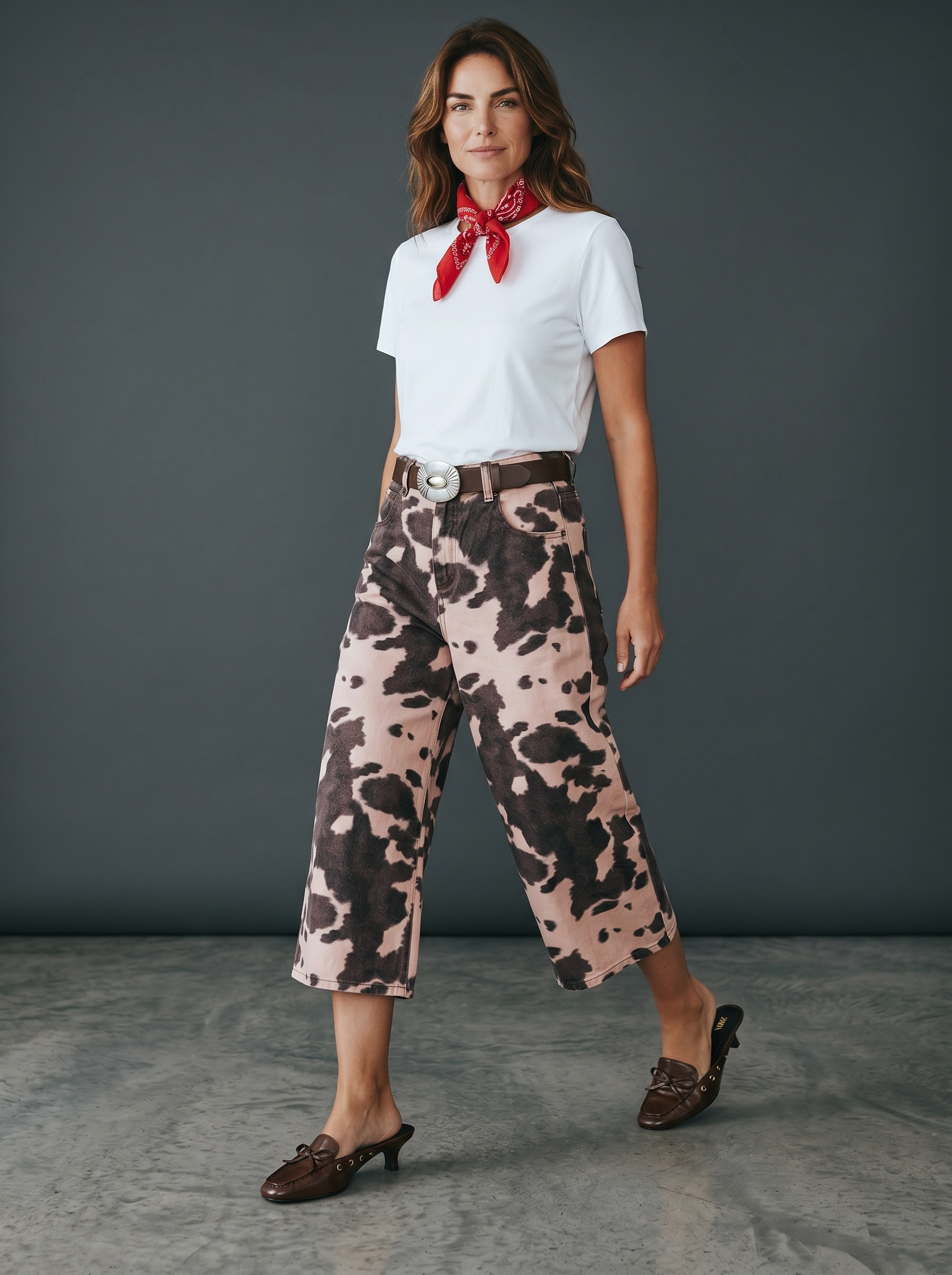 Bermuda in Denim Animalier Western