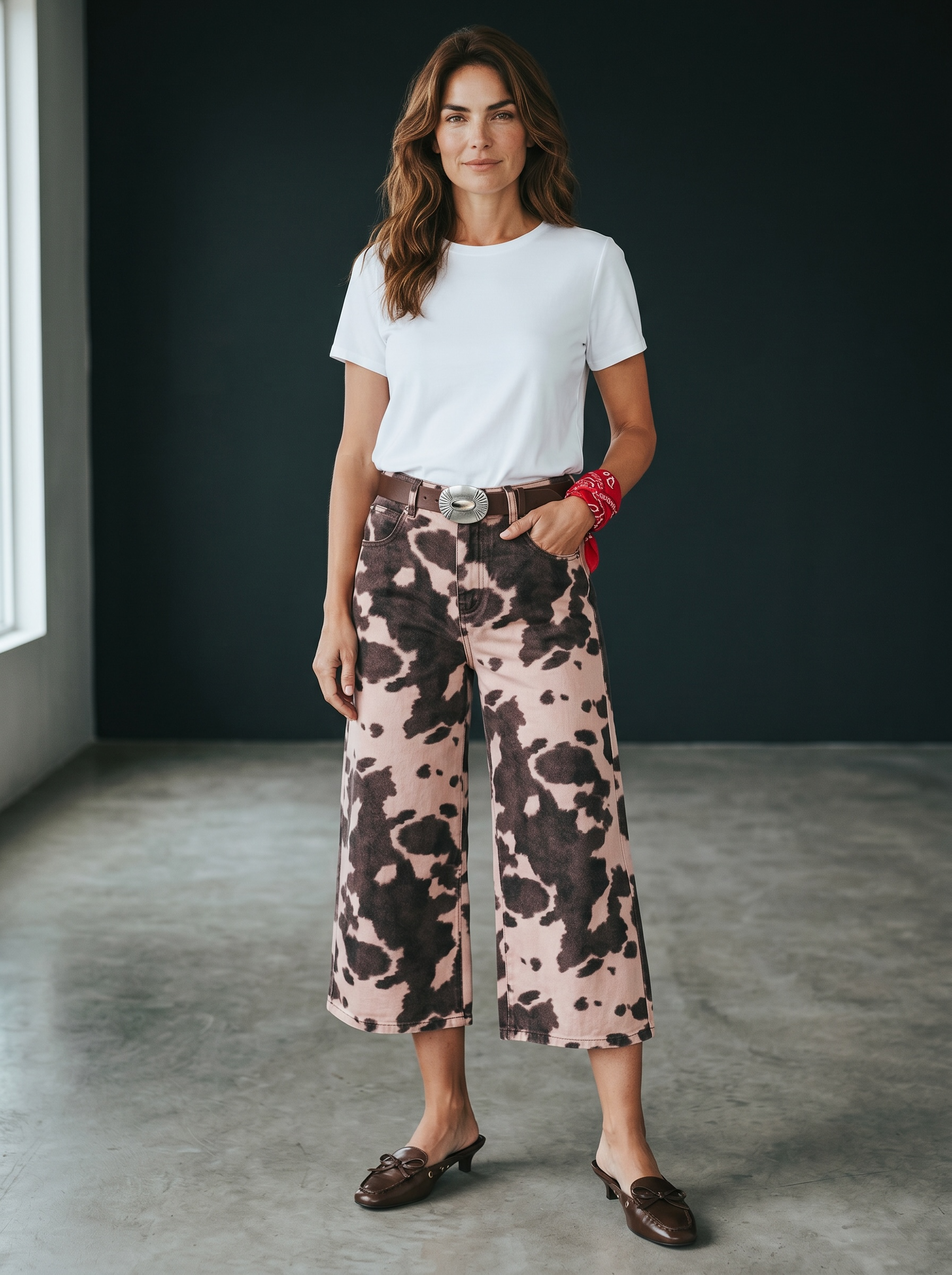 Bermuda in Denim Animalier Western