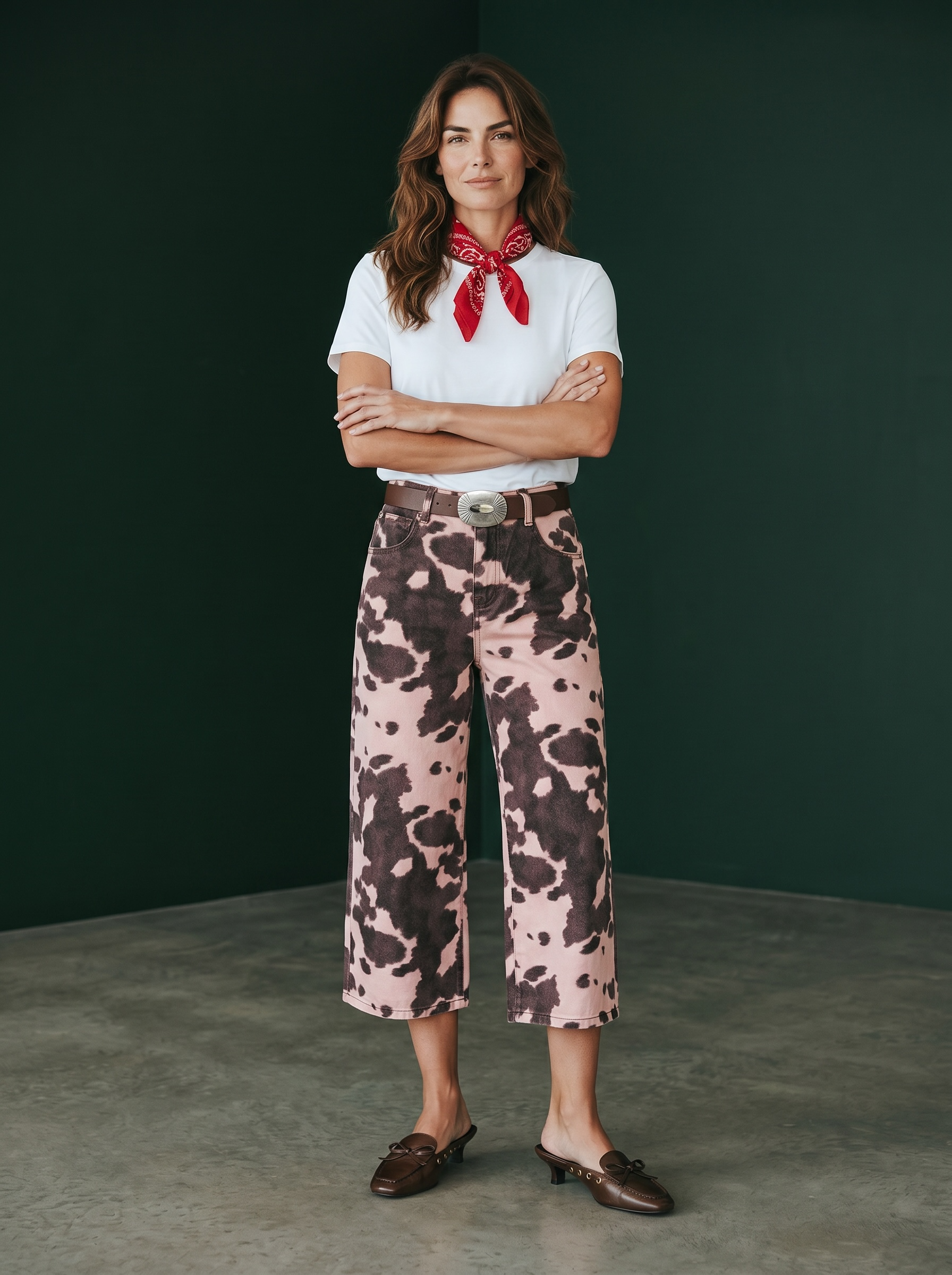 Bermuda in Denim Animalier Western
