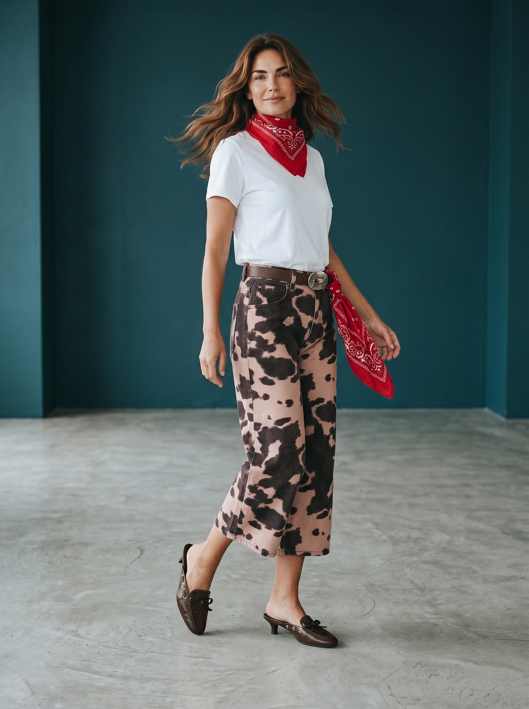 Bermuda in Denim Animalier Western
