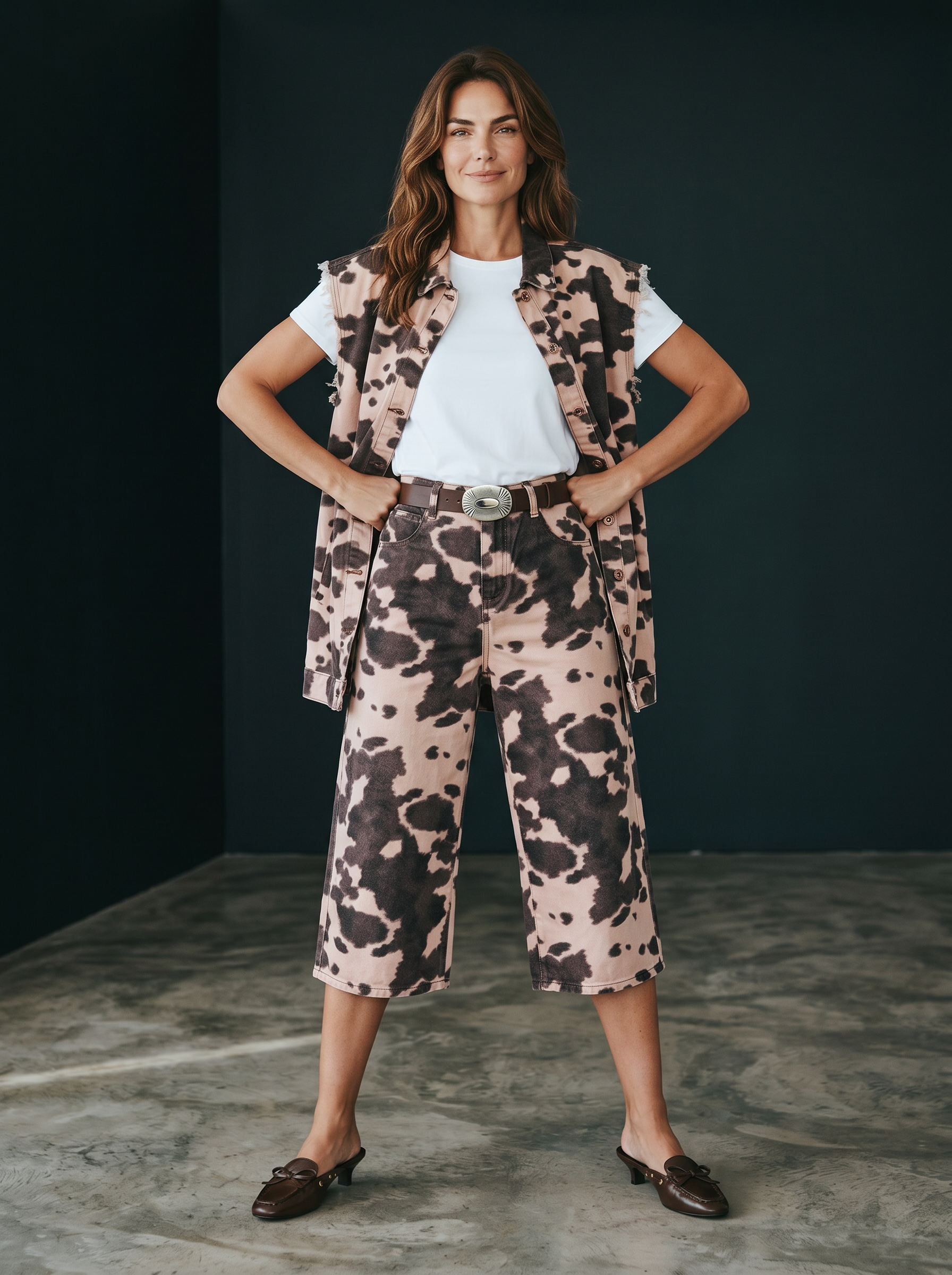 Gilet in Denim Animalier Western