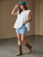 Blusa Nizza in cotone Sangallo - Bianco