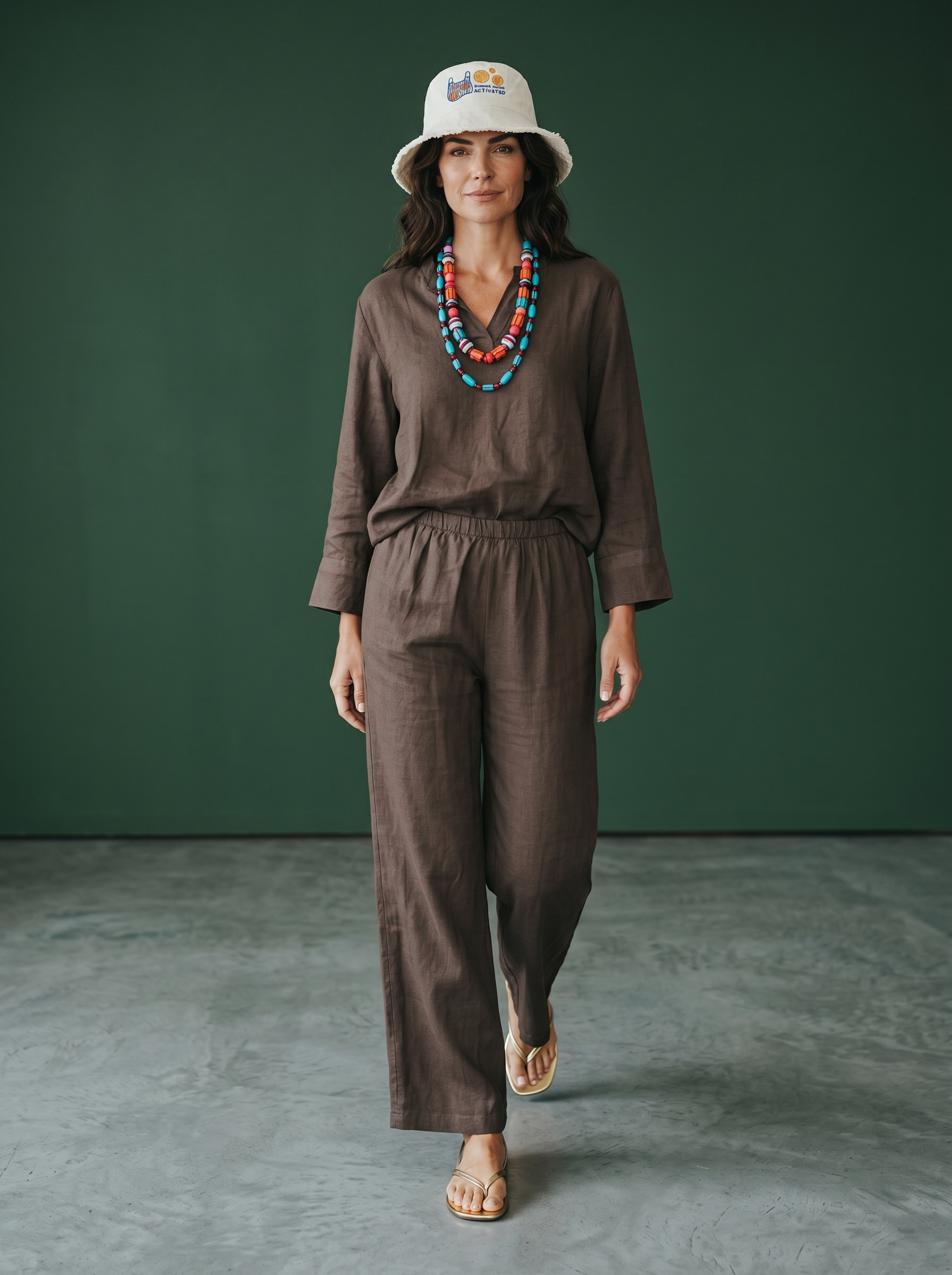 Blusa + Pantalone in Lino - Cioccolato