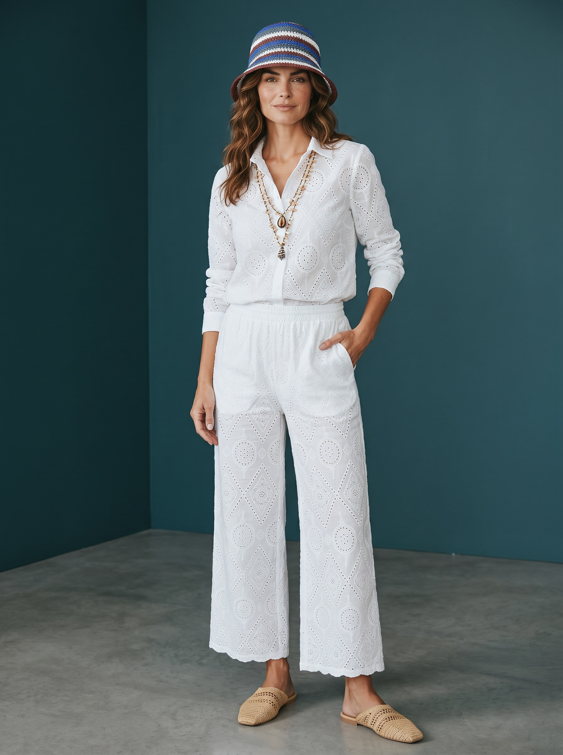 Camicia + Pantalone in Sangallo - Bianco