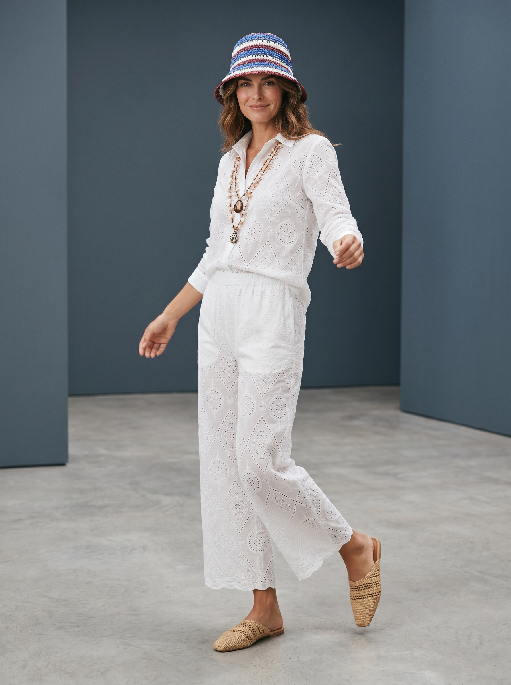 Camicia + Pantalone in Sangallo - Bianco