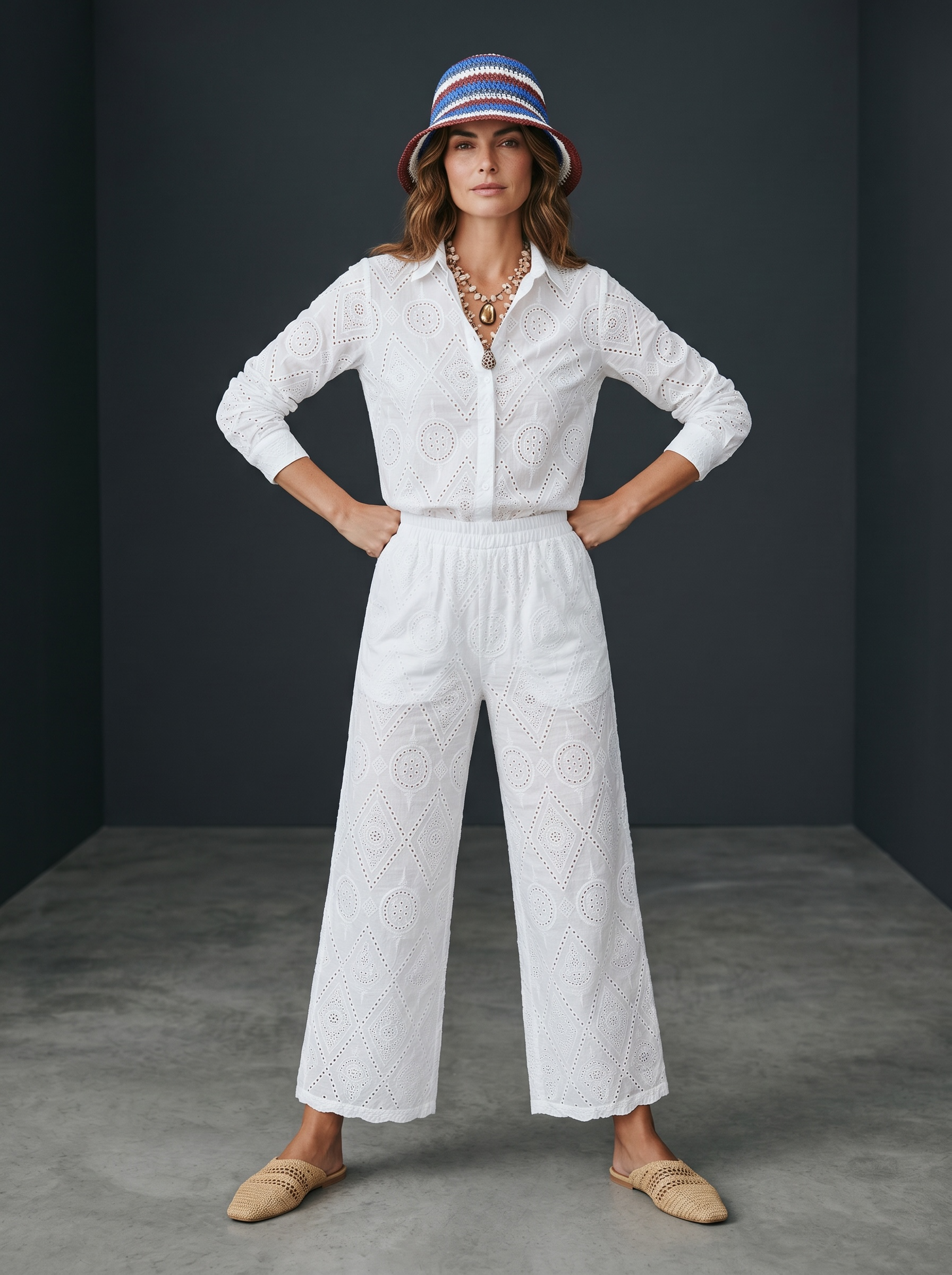 Camicia + Pantalone in Sangallo - Bianco