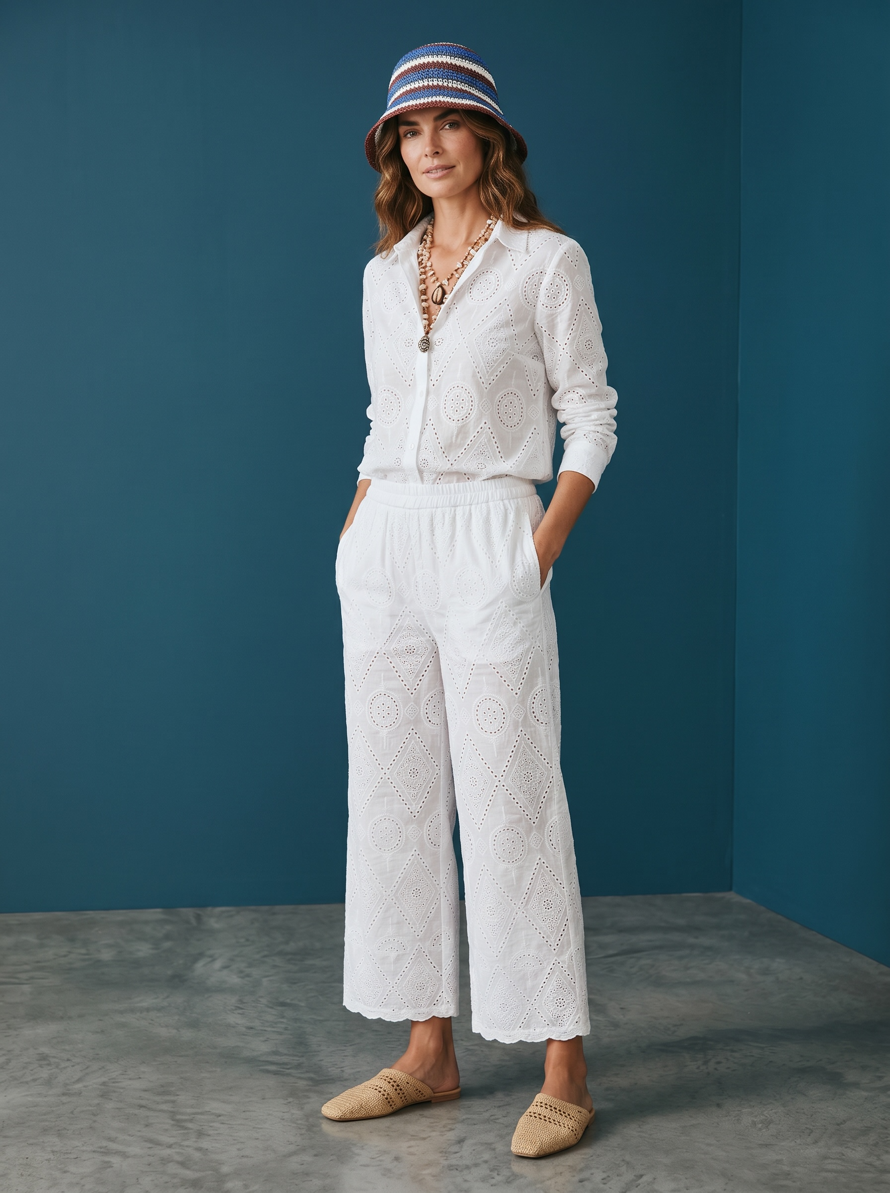 Camicia + Pantalone in Sangallo - Bianco