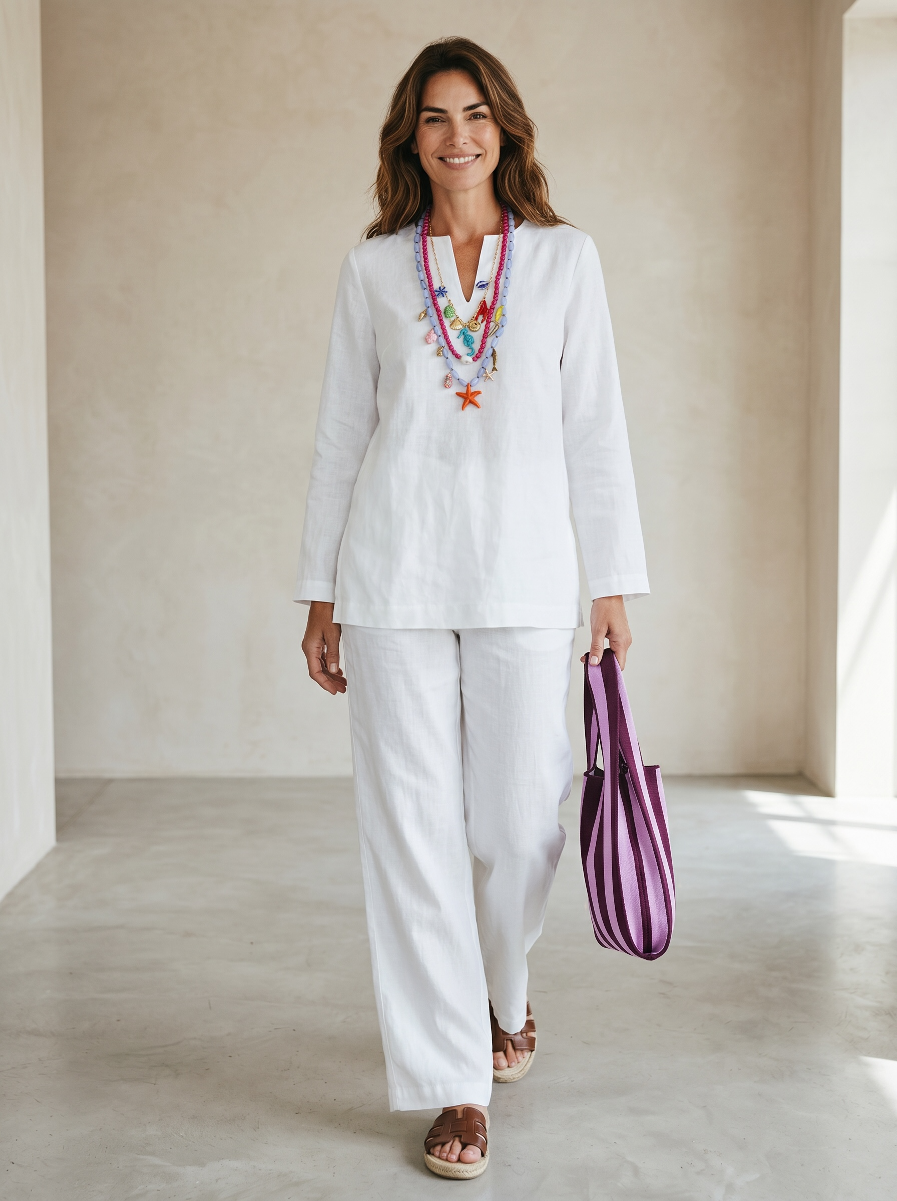 Blusa + Pantalone in Lino - Bianco