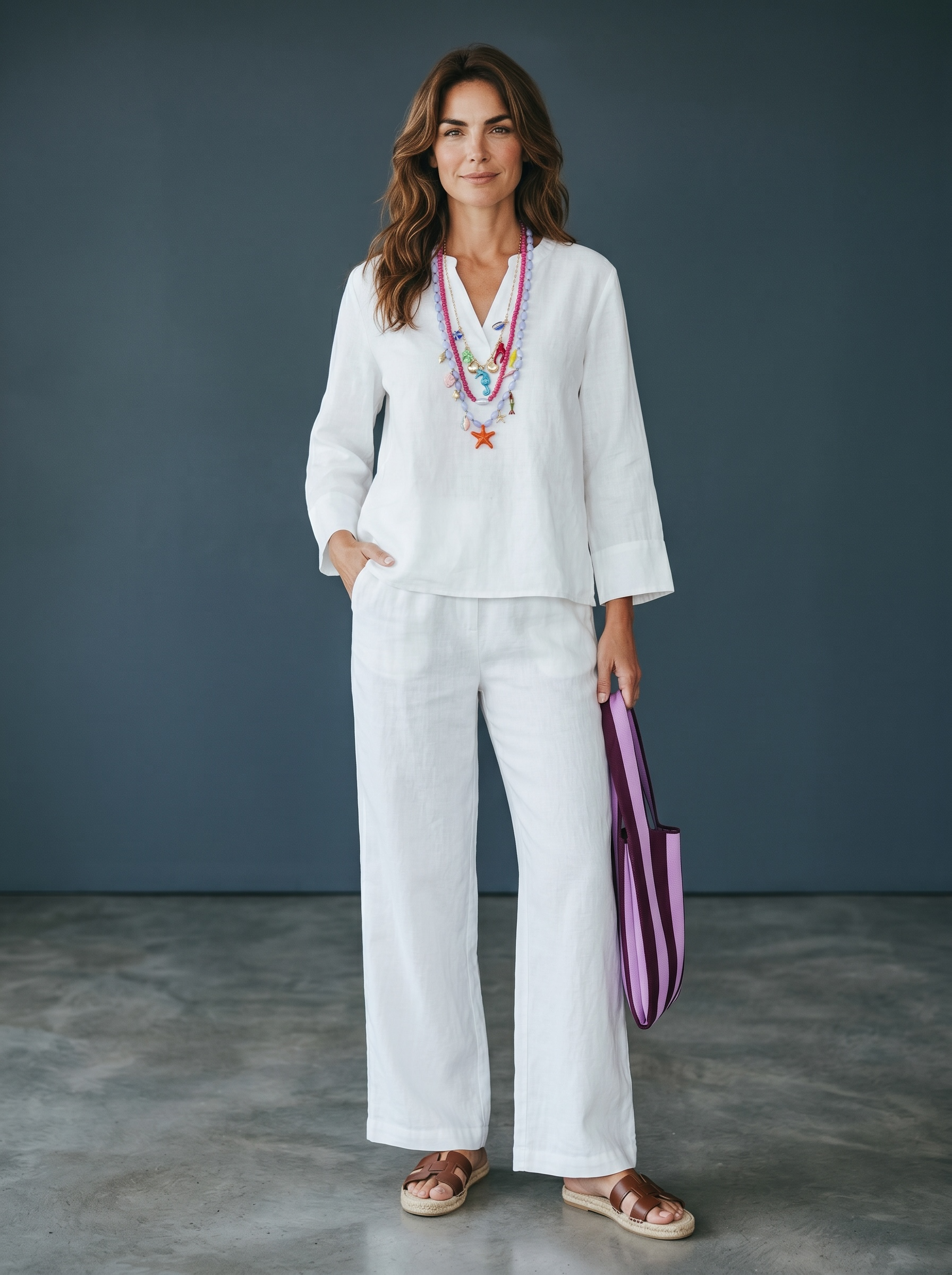 Blusa + Pantalone in Lino - Bianco
