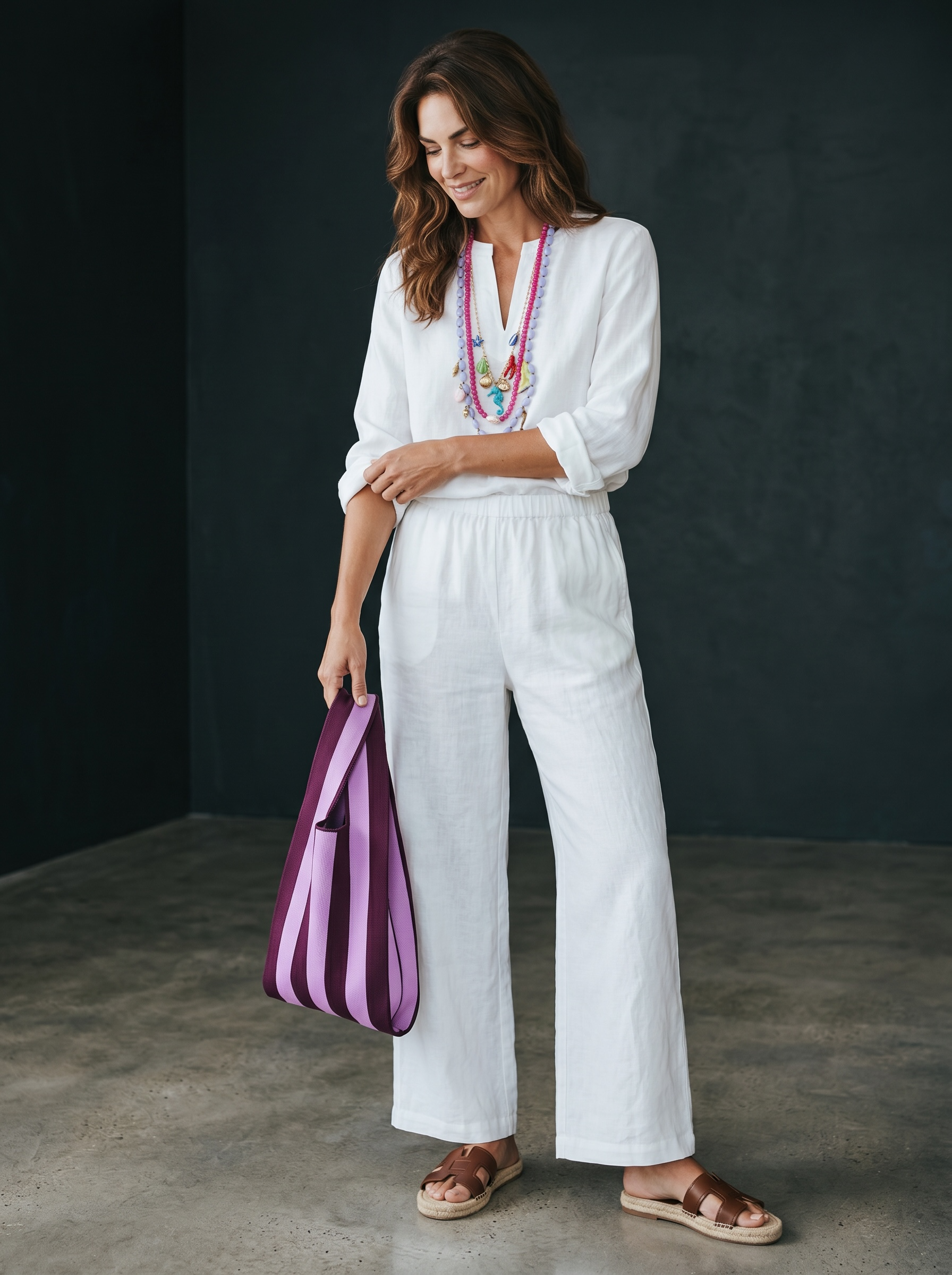 Blusa + Pantalone in Lino - Bianco