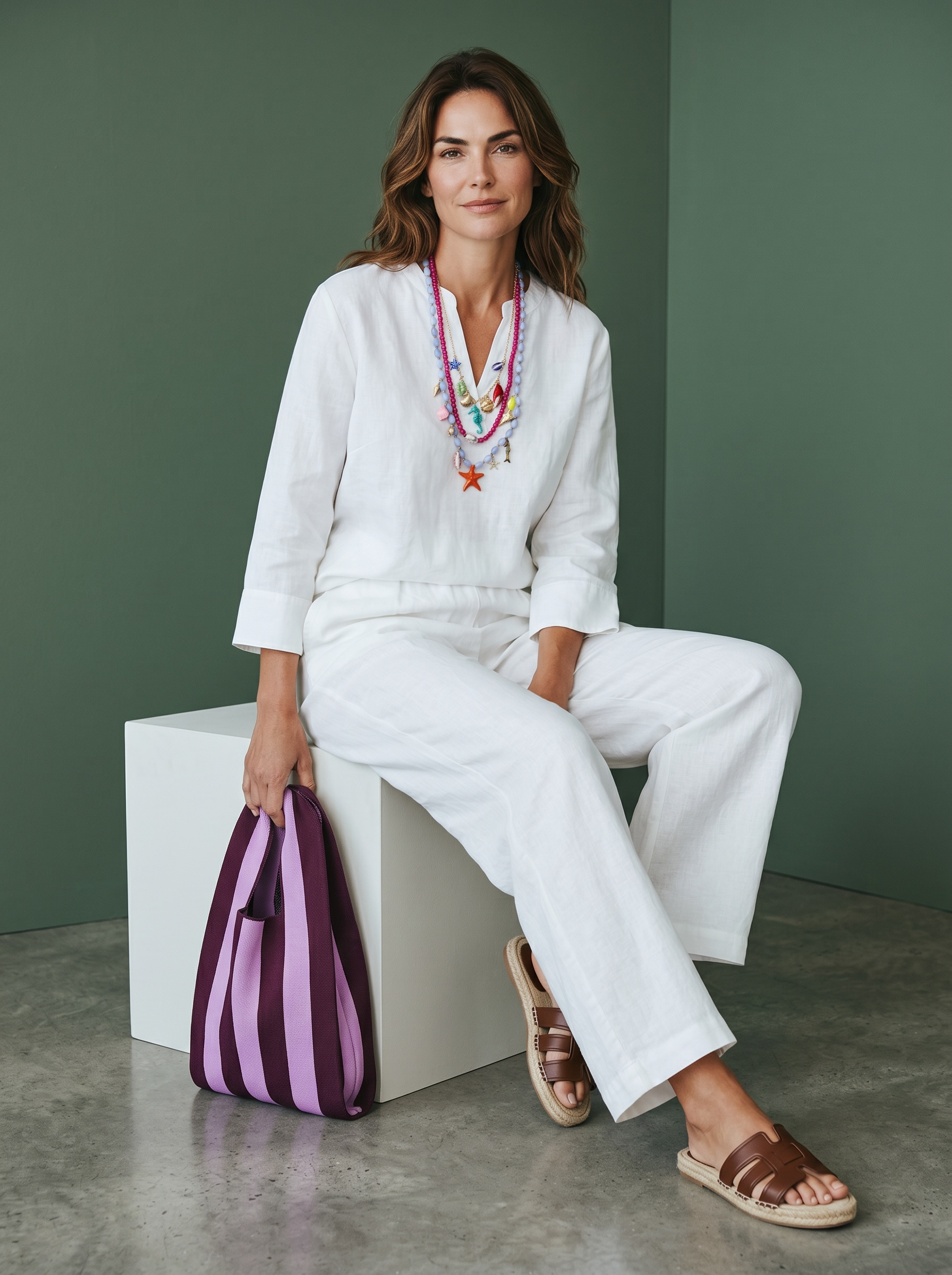 Blusa + Pantalone in Lino - Bianco