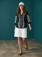 Camicia Cantabria con Ricamo - Nero