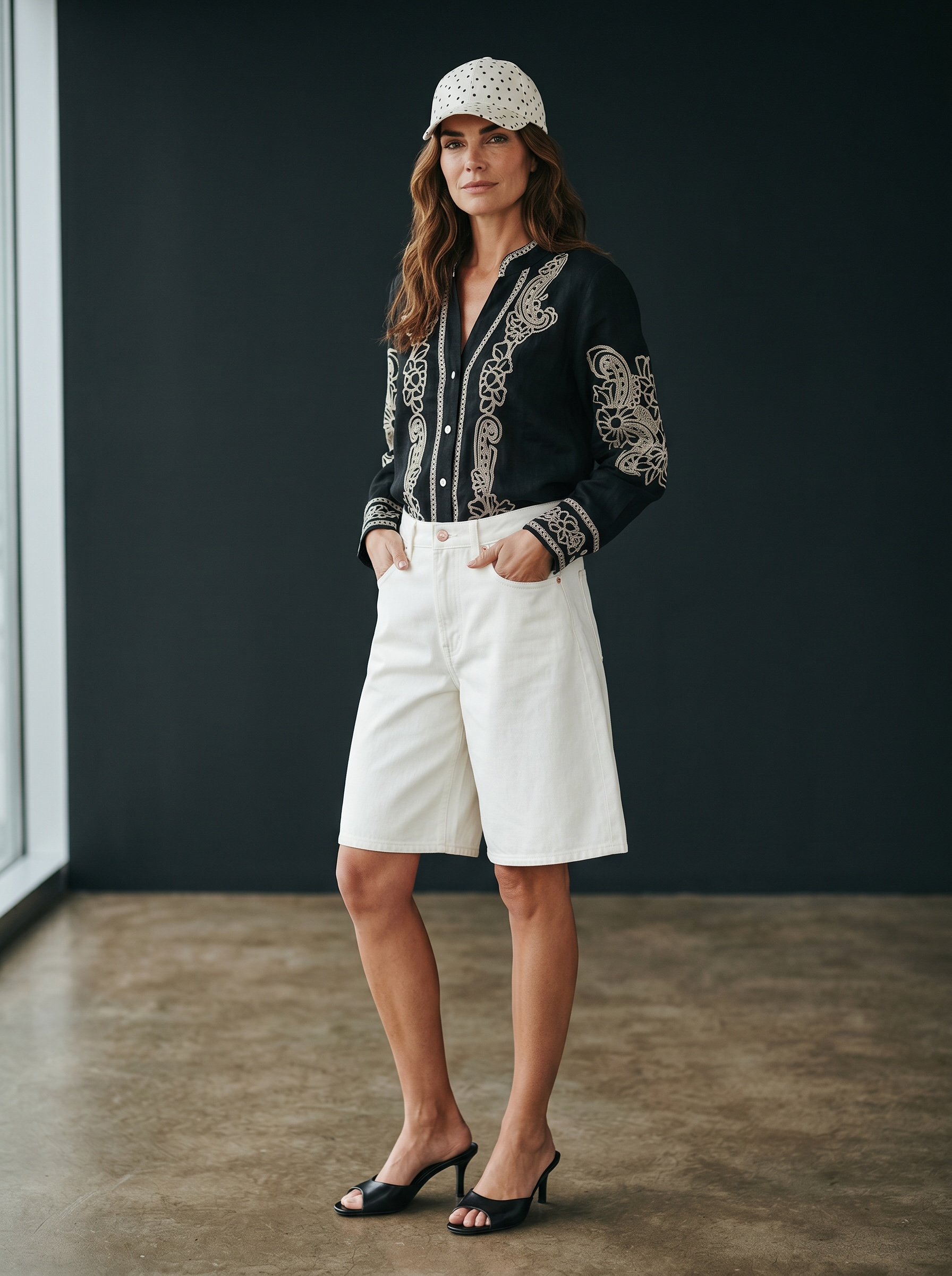 Camicia Cantabria con Ricamo - Nero
