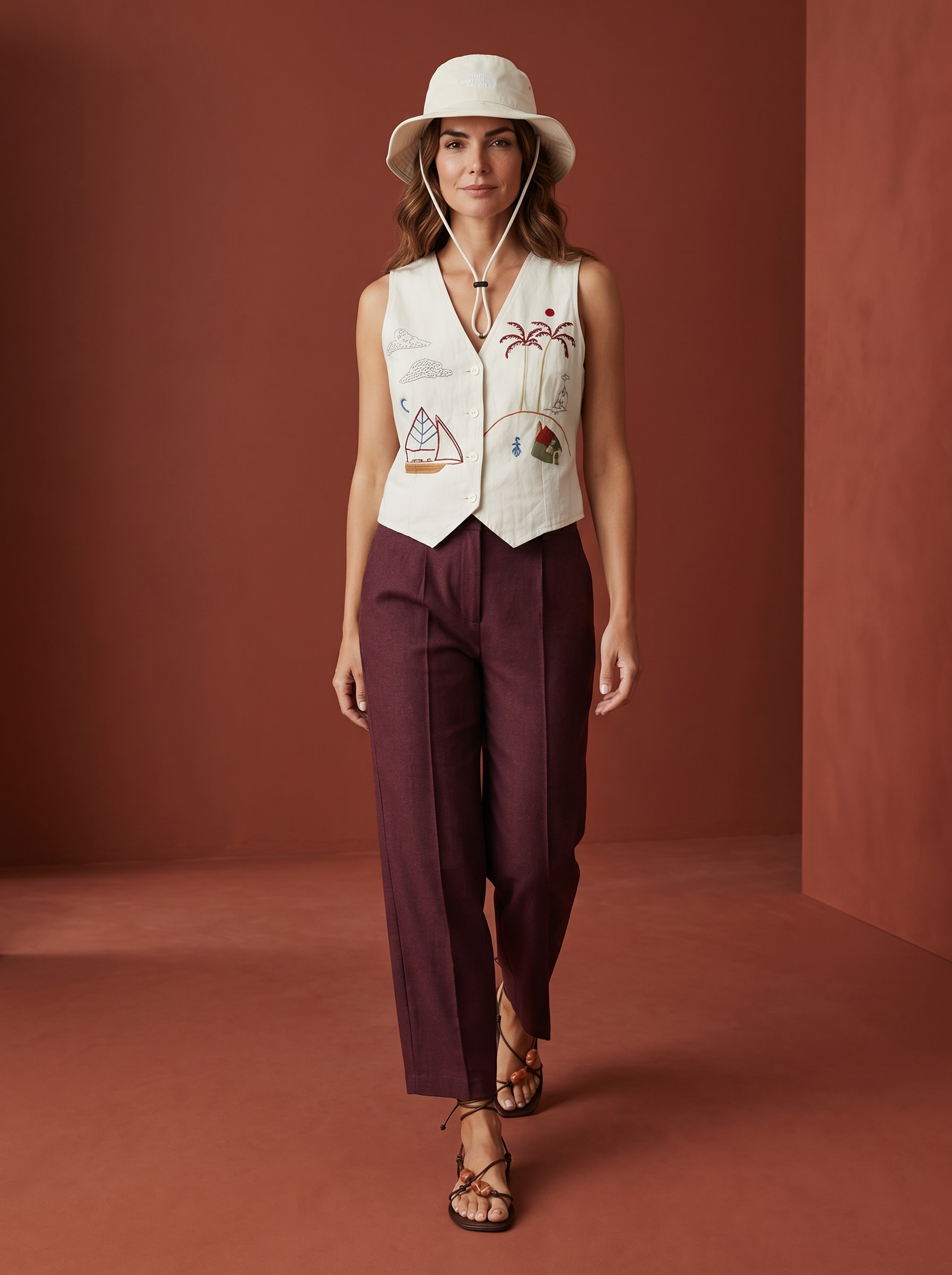 Gilet Leida con Ricamo - Burro