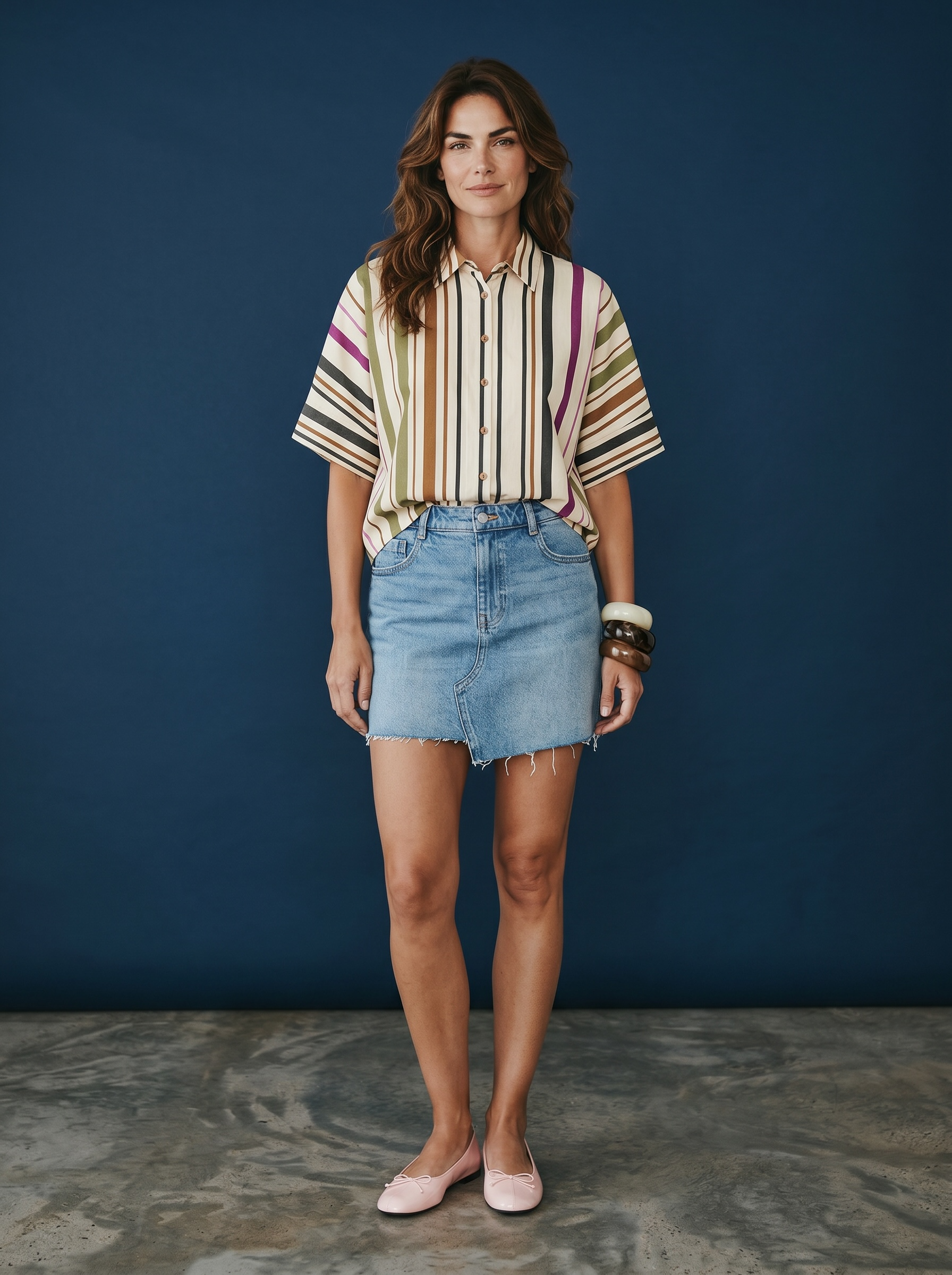 Camicia Oversize in Cotone Righe - Multicolor