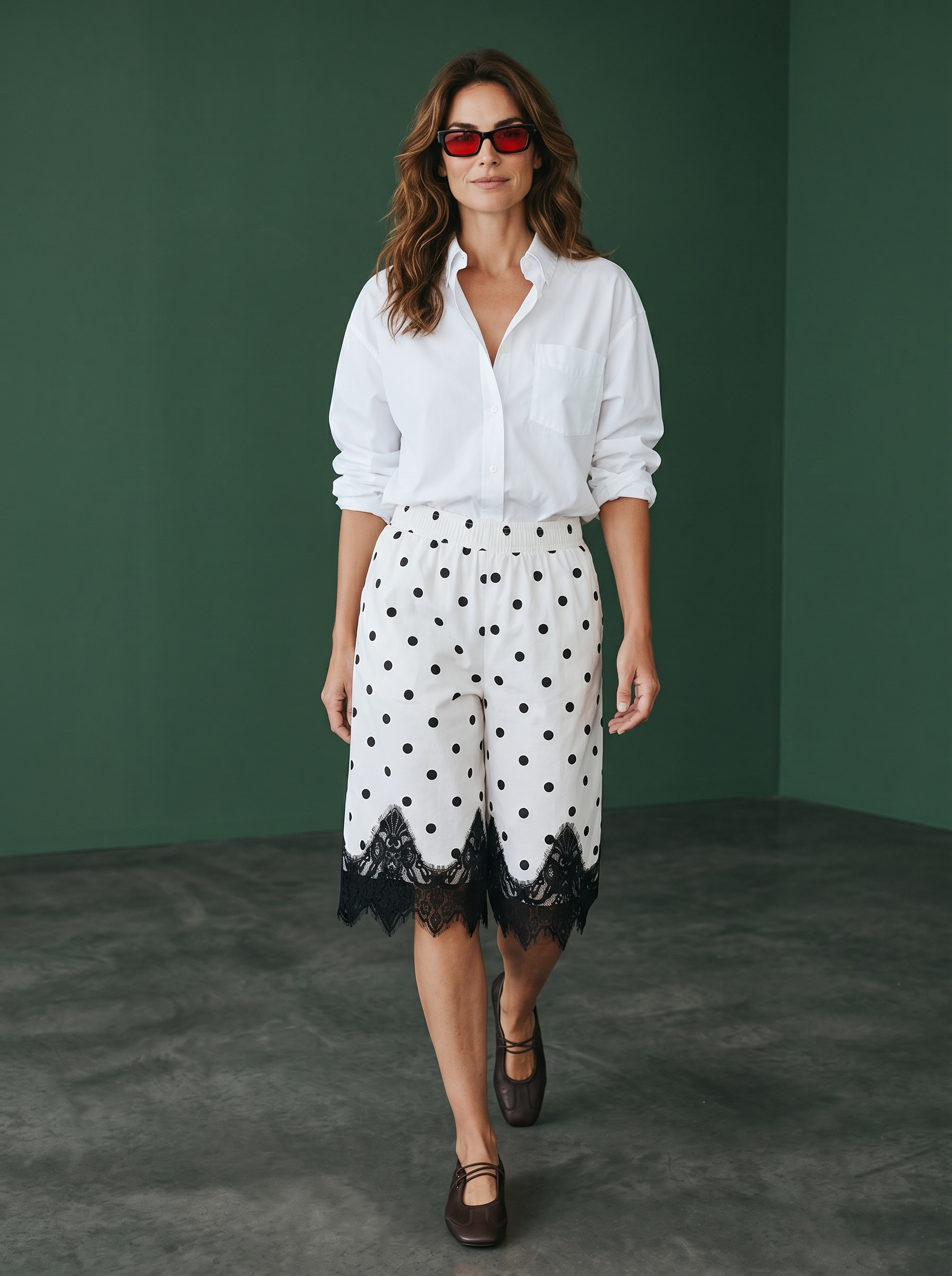 Bermuda in cotone con Pizzo - Pois