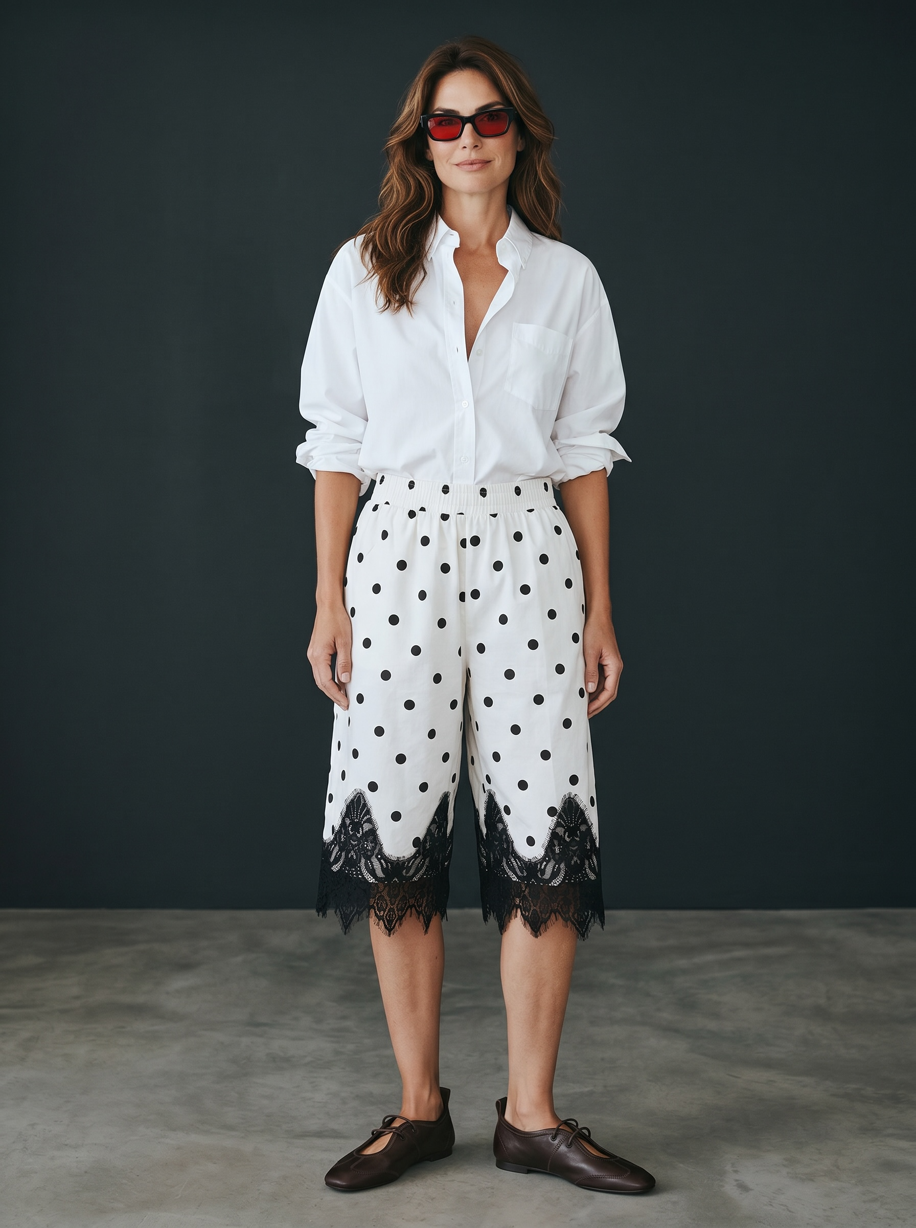 Bermuda in cotone con Pizzo - Pois