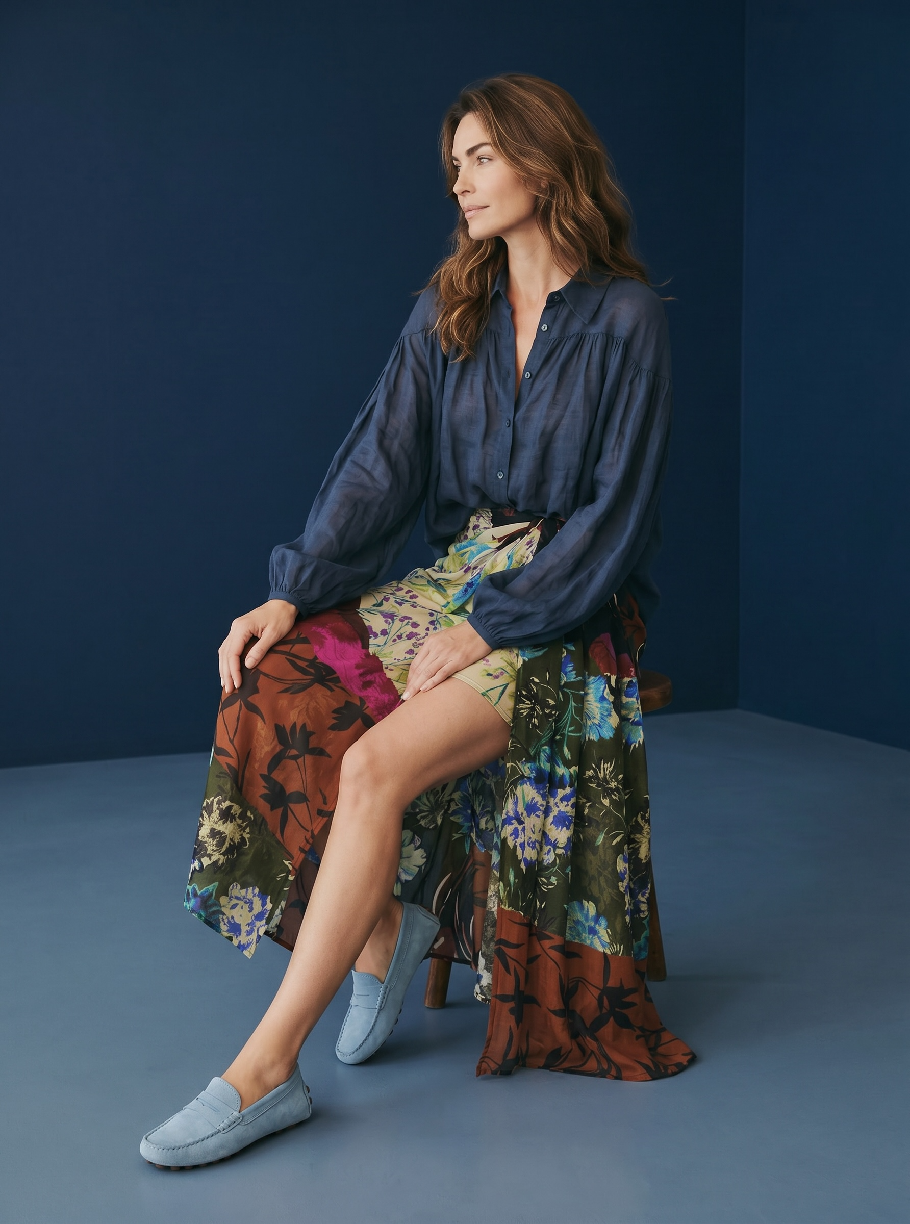 Camicia Fluida Semilucida - Blu Notte