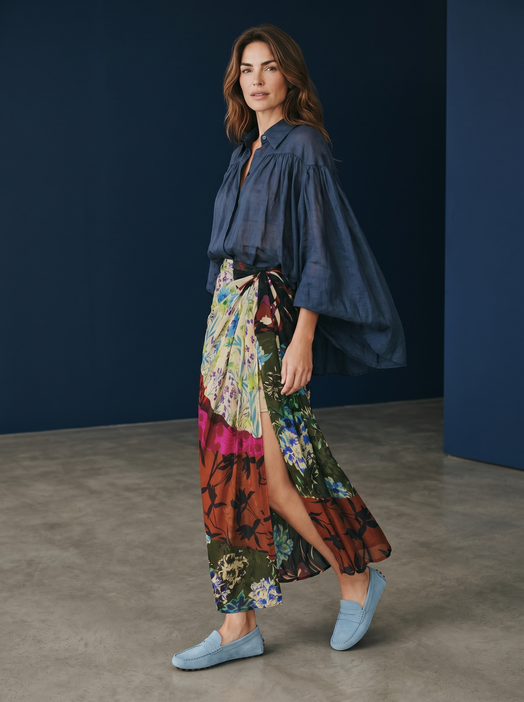 Camicia Fluida Semilucida - Blu Notte
