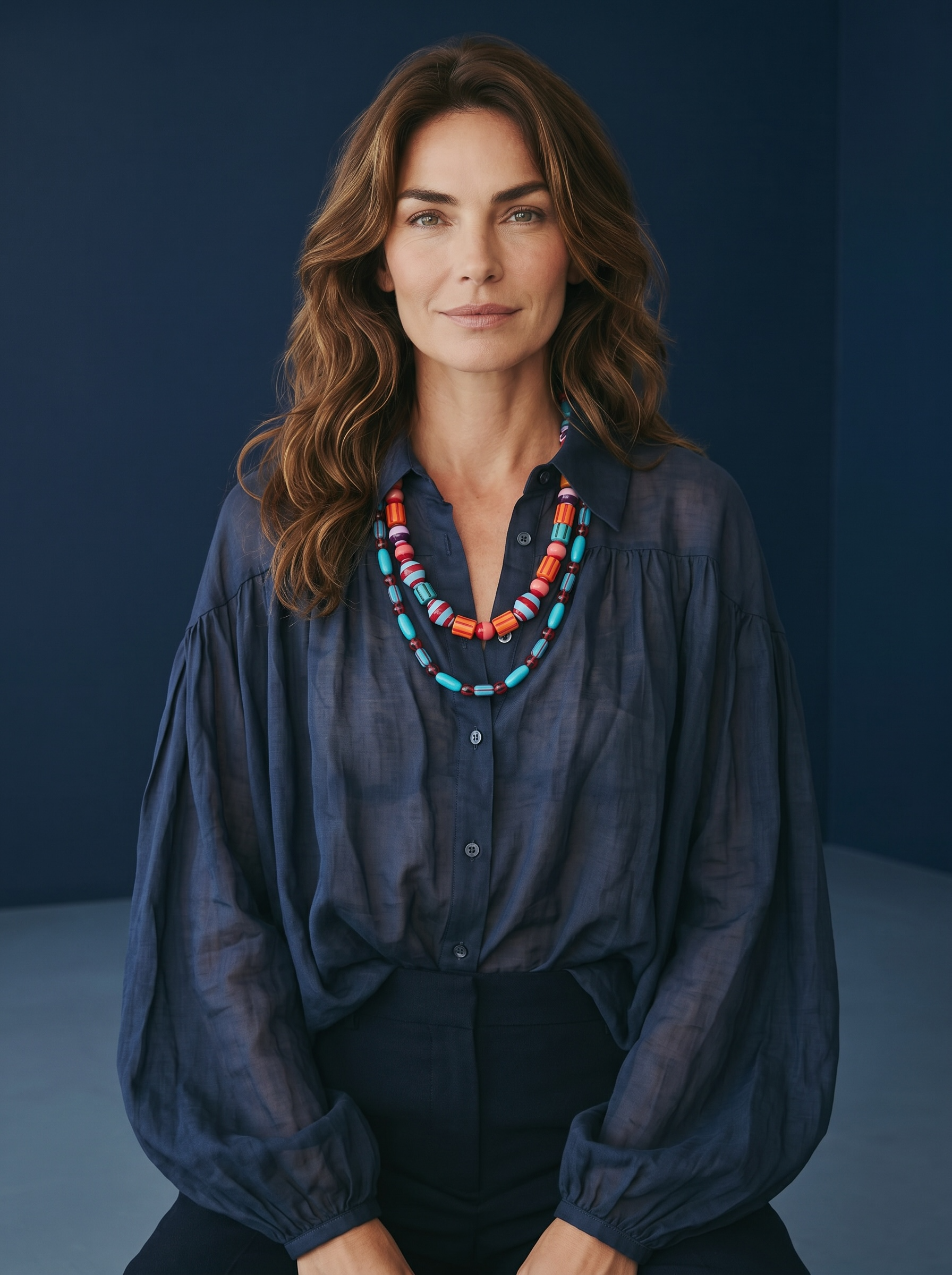 Camicia Fluida Semilucida - Blu Notte