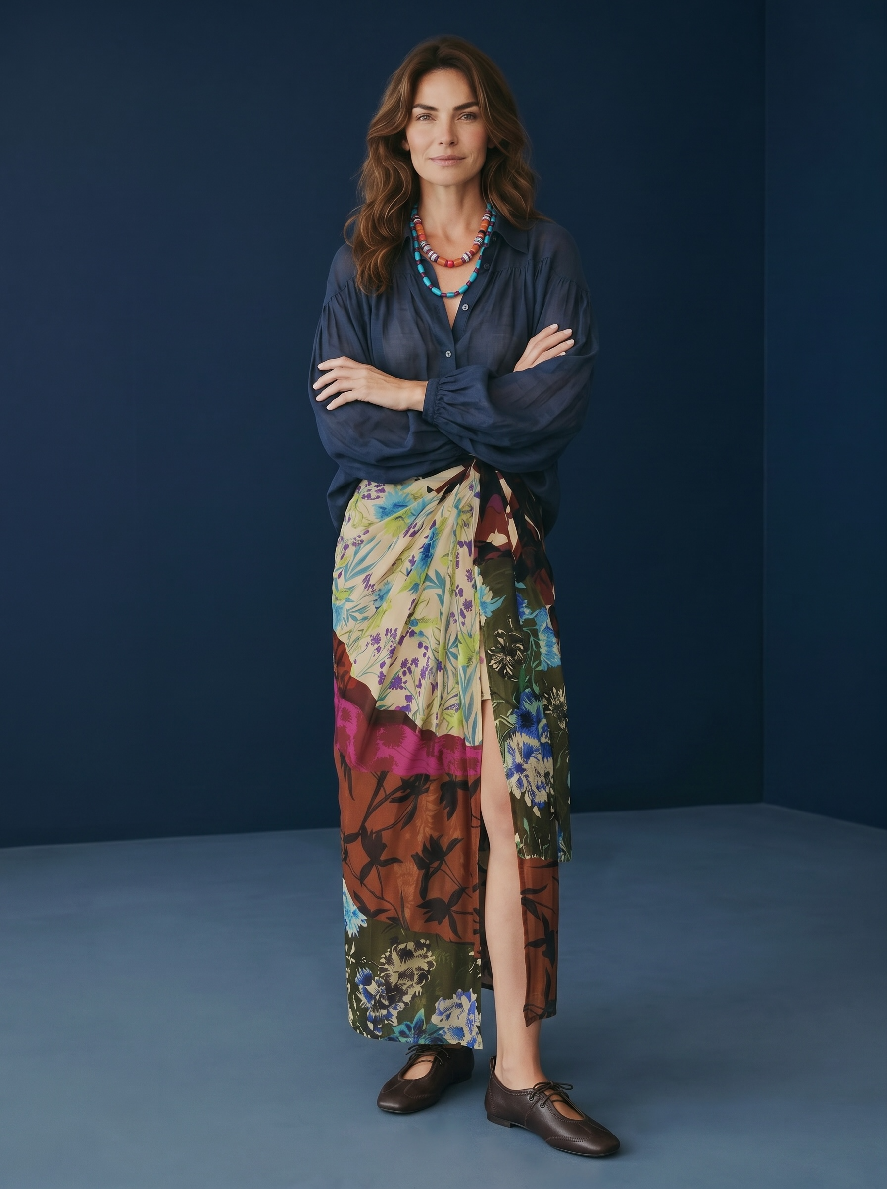 Camicia Fluida Semilucida - Blu Notte