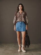Camicia Cantabria con Ricamo - Cioccolato