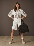 Camicia Cantabria con Ricamo - Burro