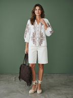 Camicia Cantabria con Ricamo - Burro