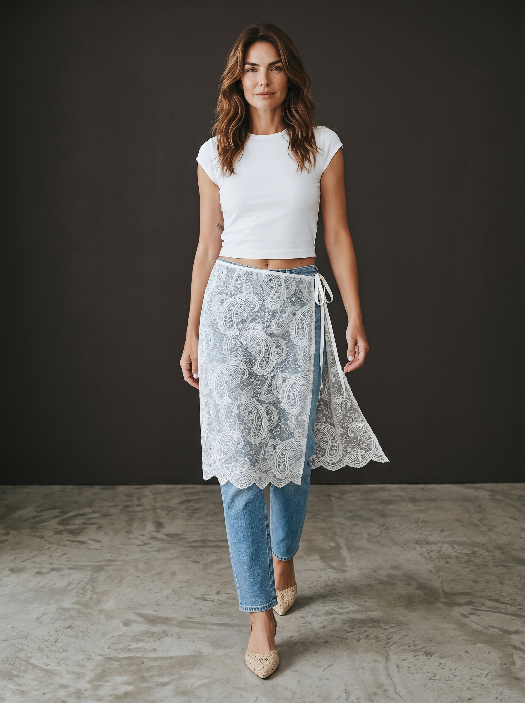 Pareo Foulard in Pizzo - Bianco