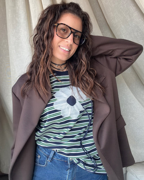 Blazer Allacciatura Obliqua Felpa | Moro