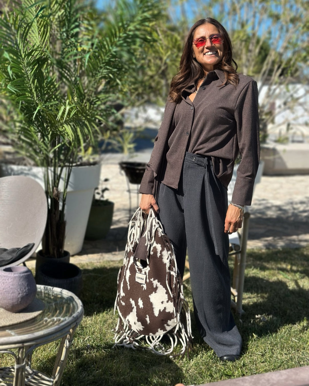 Pantalone Due Bottoni Grigio Antracite